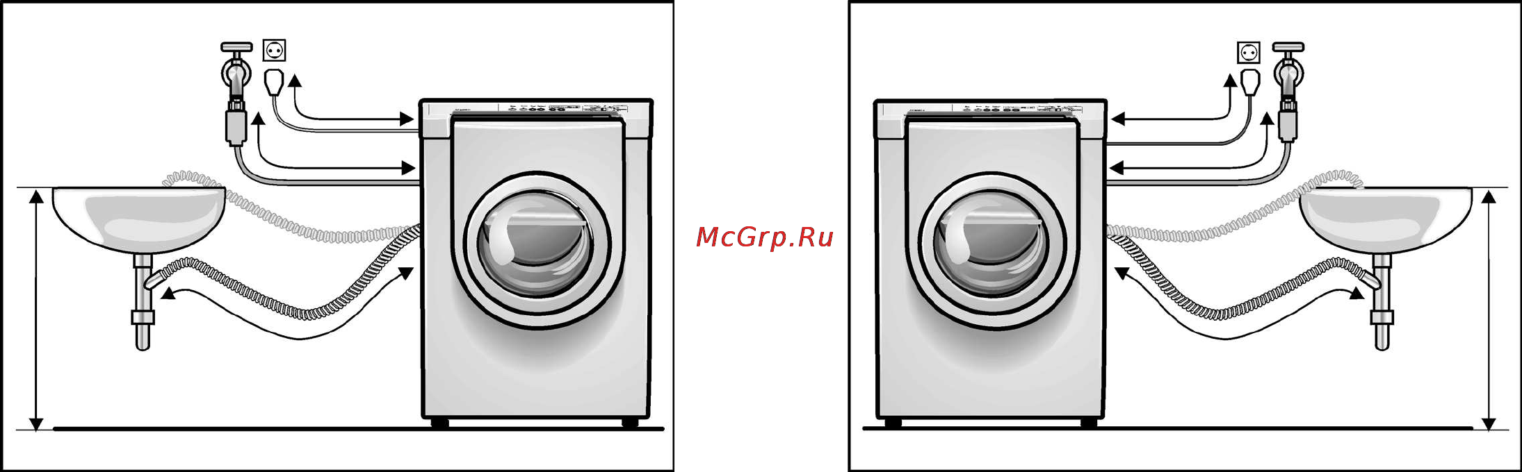 Bosch WBB24750EU [8/44] Длина шлангов и сетевого шнура