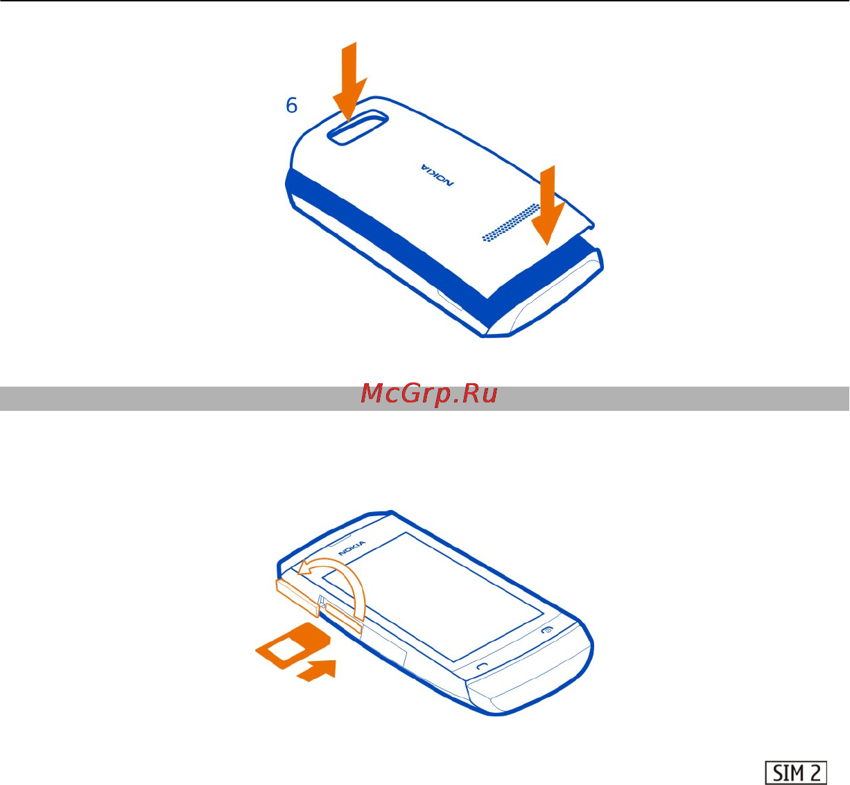 Nokia Asha 305 Grey [10/46] Вставка второй sim карты