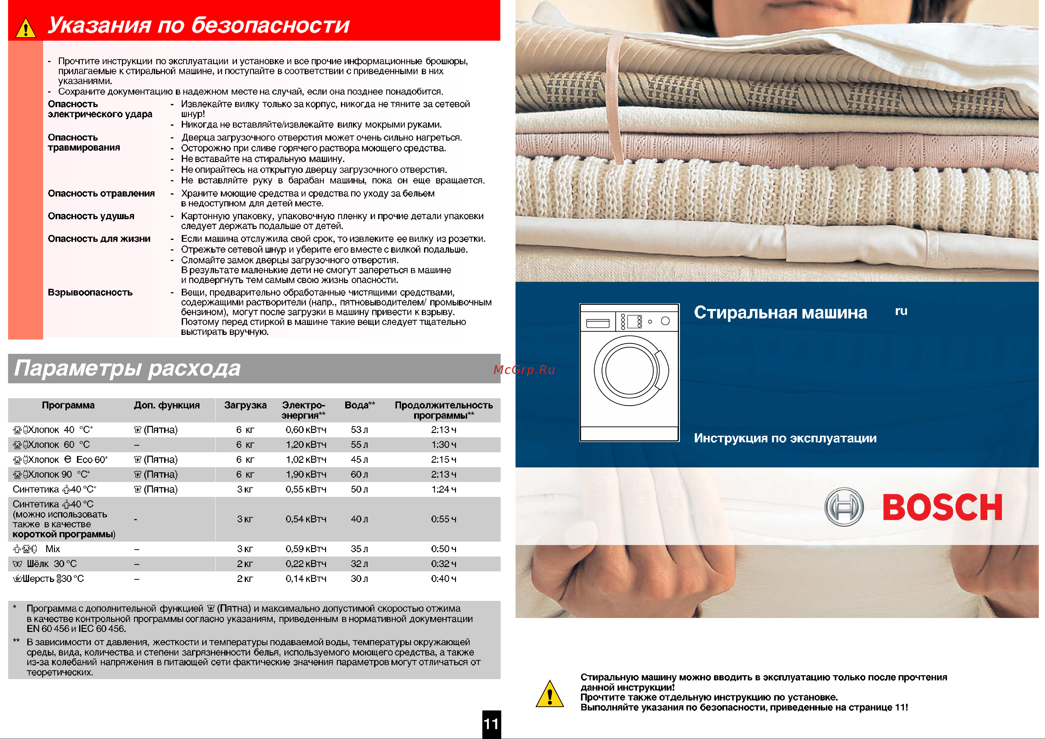 Bosch WAE 24440 OE [8/8] Параметры расхода