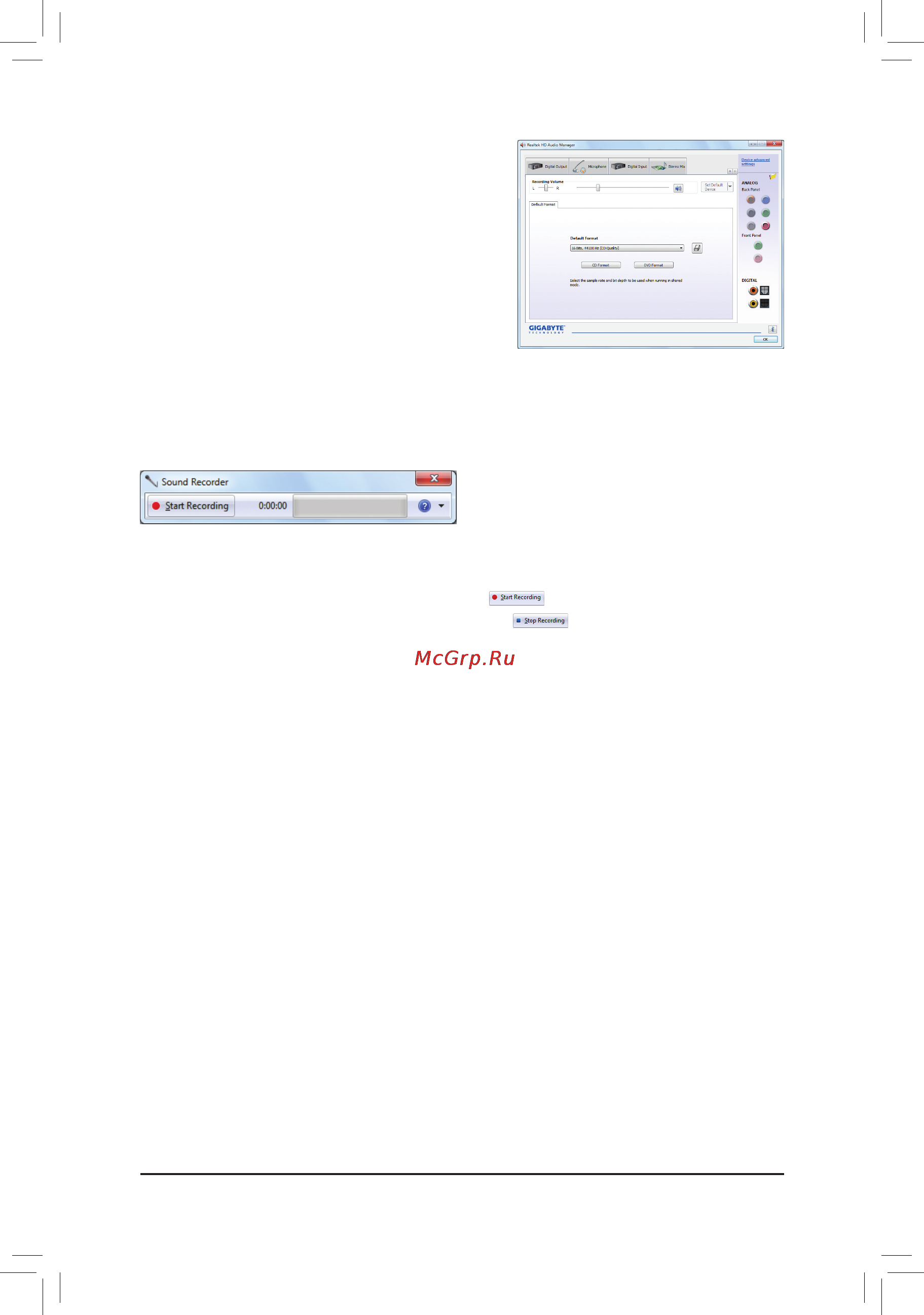 Gigabyte GA-870A-USB3L   (rev. 3.1) [89/96] 2 4 using the sound recorder