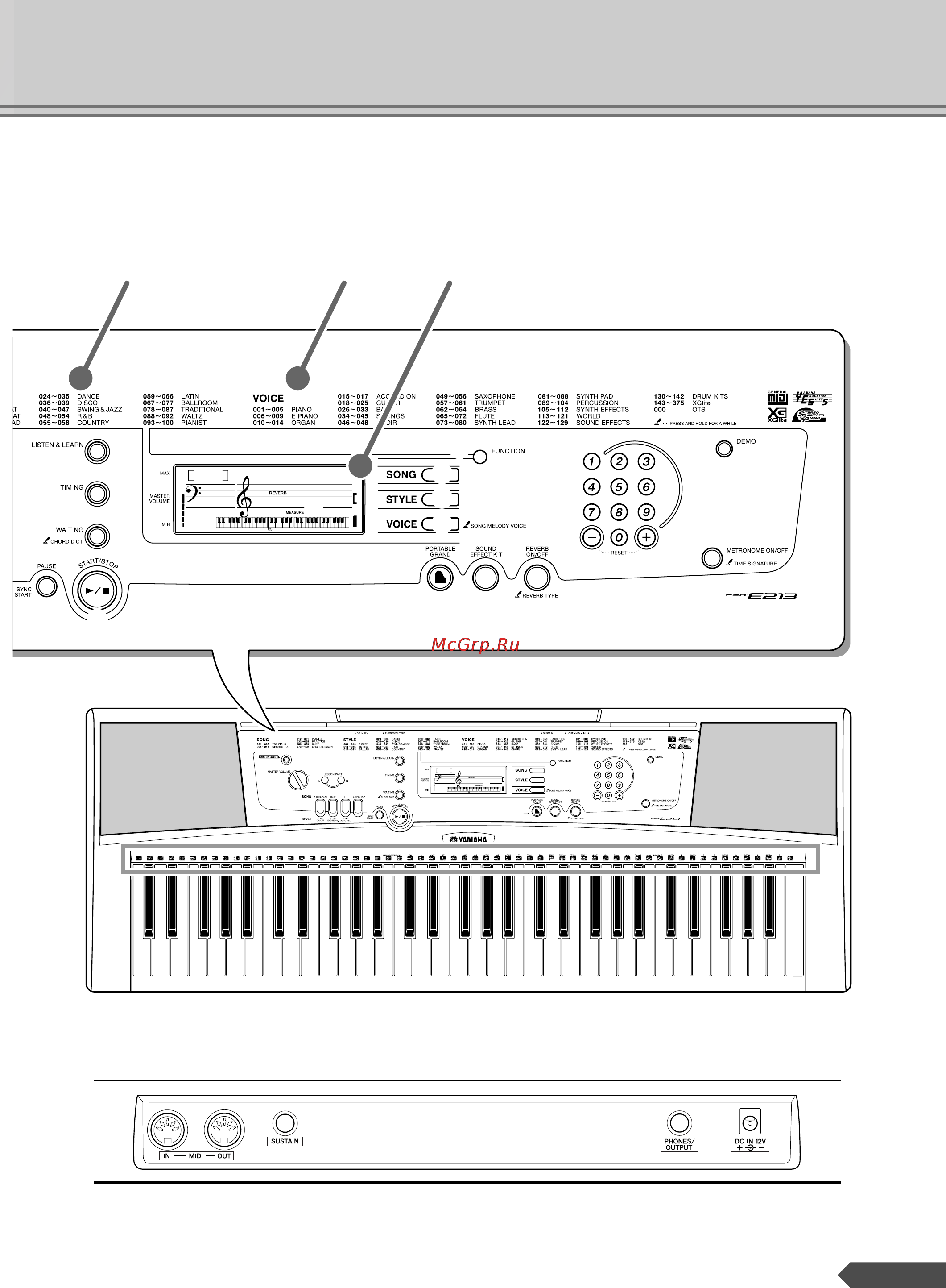 Yamaha YPT-210 [11/71] Задняя панель