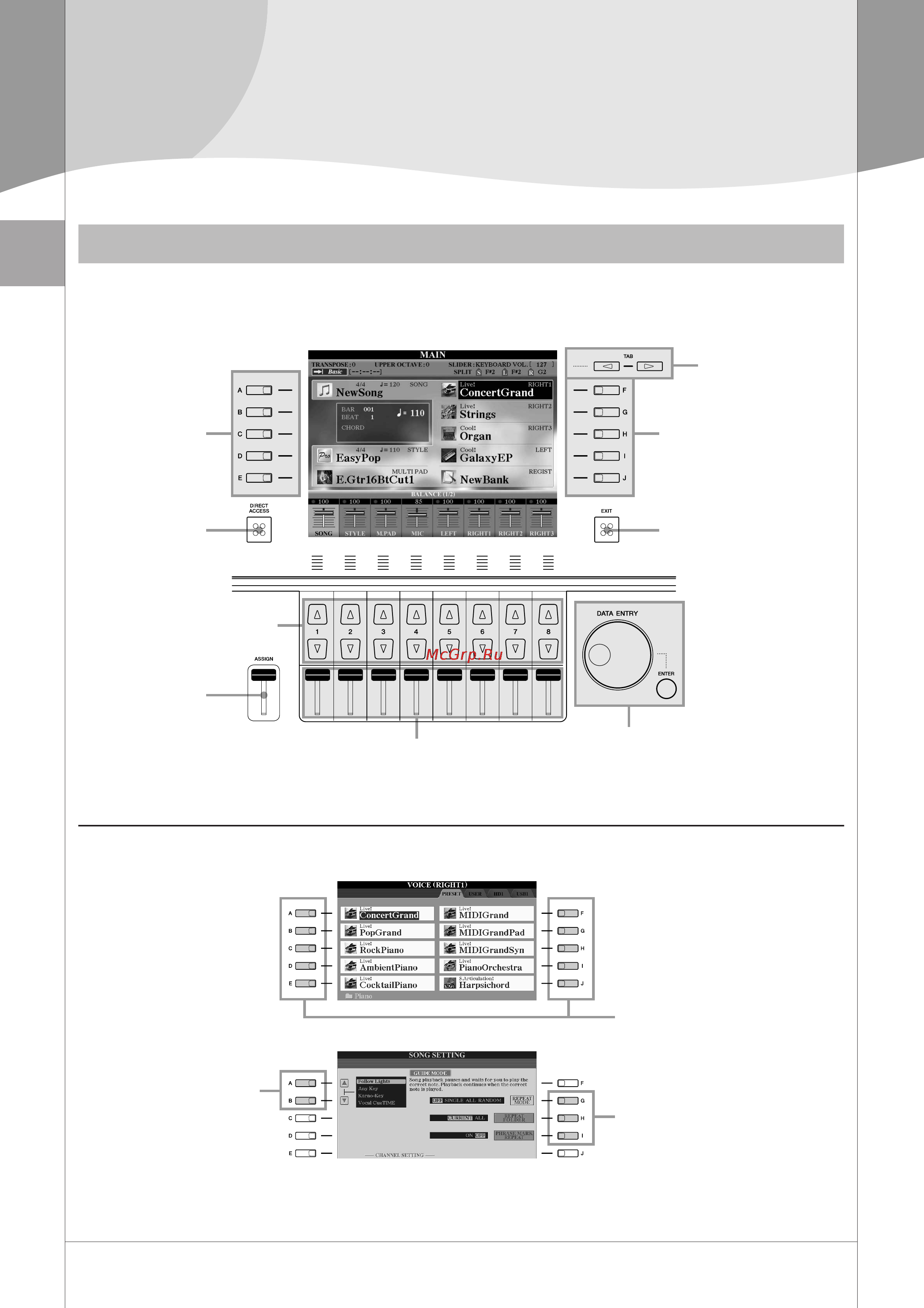 Yamaha TYROS3 [20/120] Элементы управления на экране