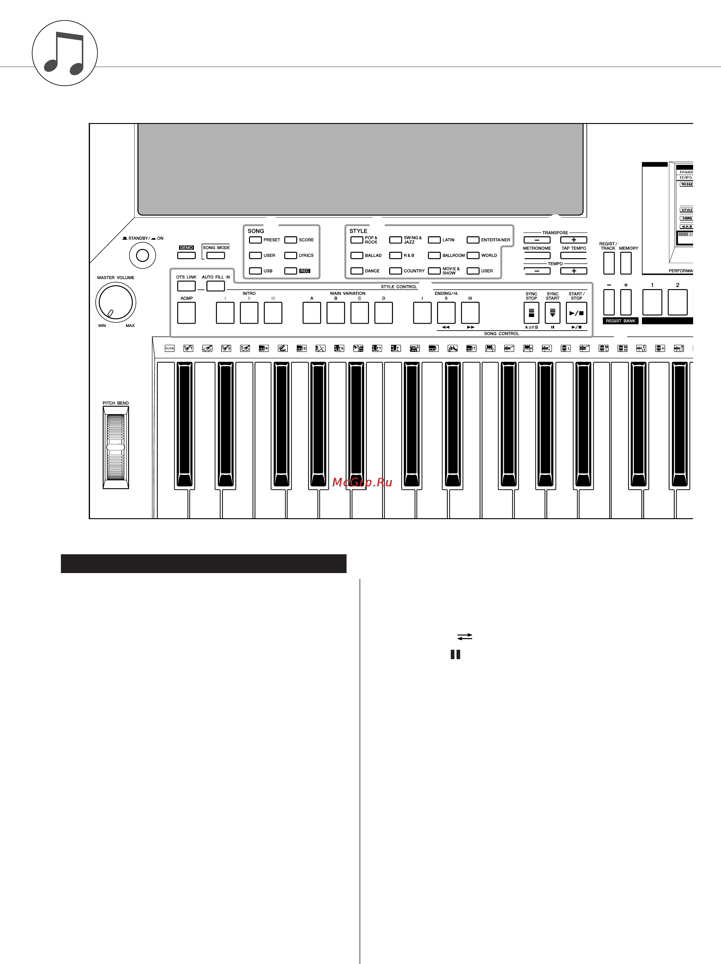 Yamaha PSR-S500 [14/122] Передняя панель