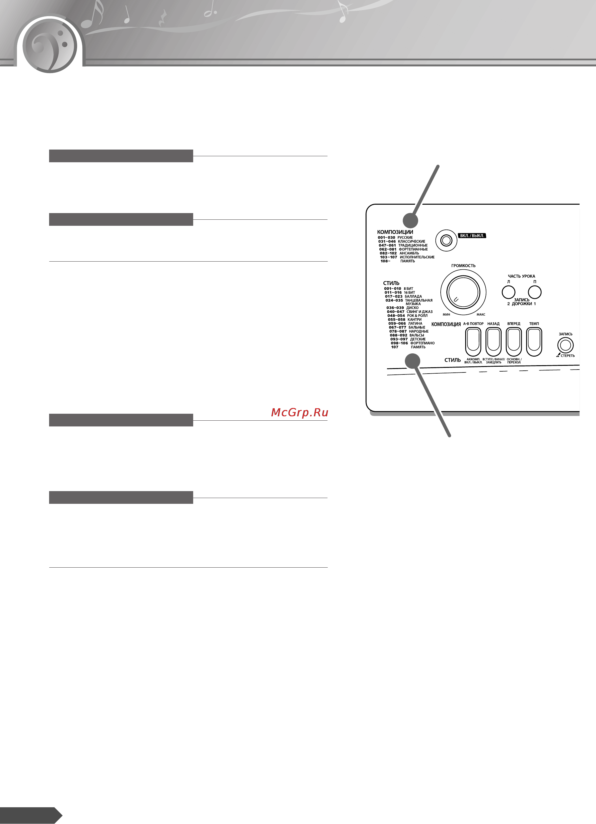 Yamaha PSR-R300 [10/90] Передняя панель