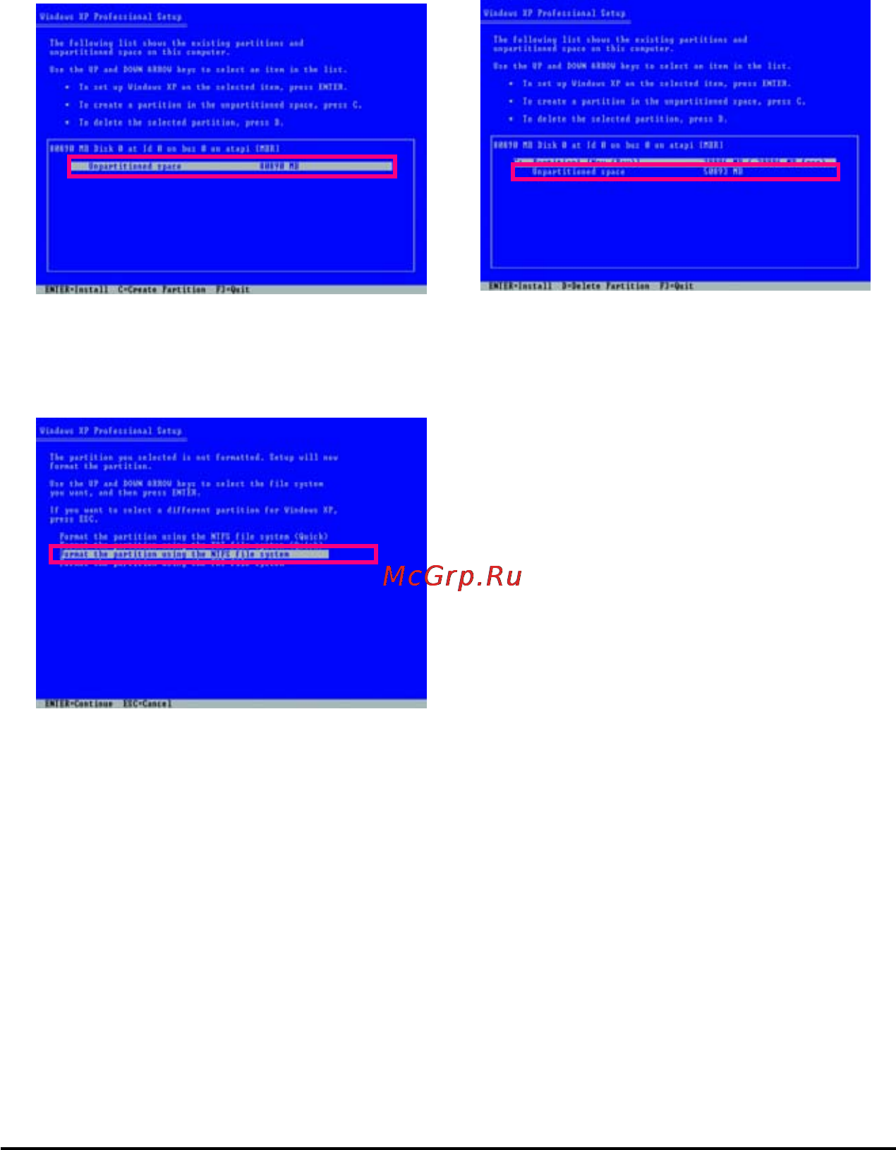 Gigabyte GA-GC220   (rev. 1.0) [46/72] A installing windows xp and partitioning the hard drive