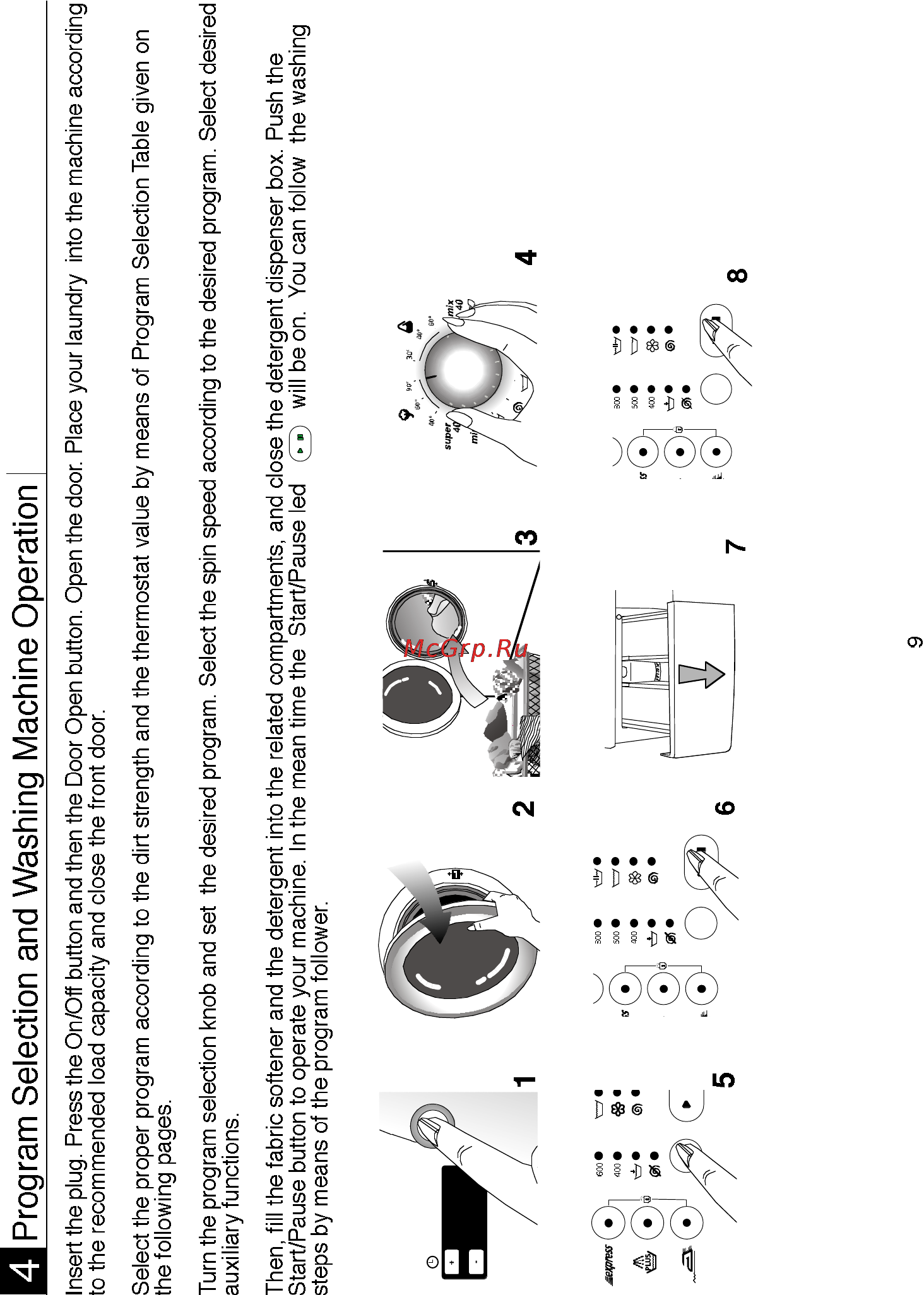 Beko WMD 55080 [11/48] Program selection and washing machine operation