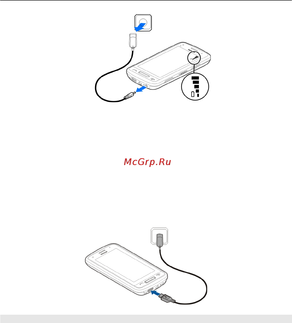 Nokia C6-01 Silver [15/136] Зарядка аккумулятора через usb