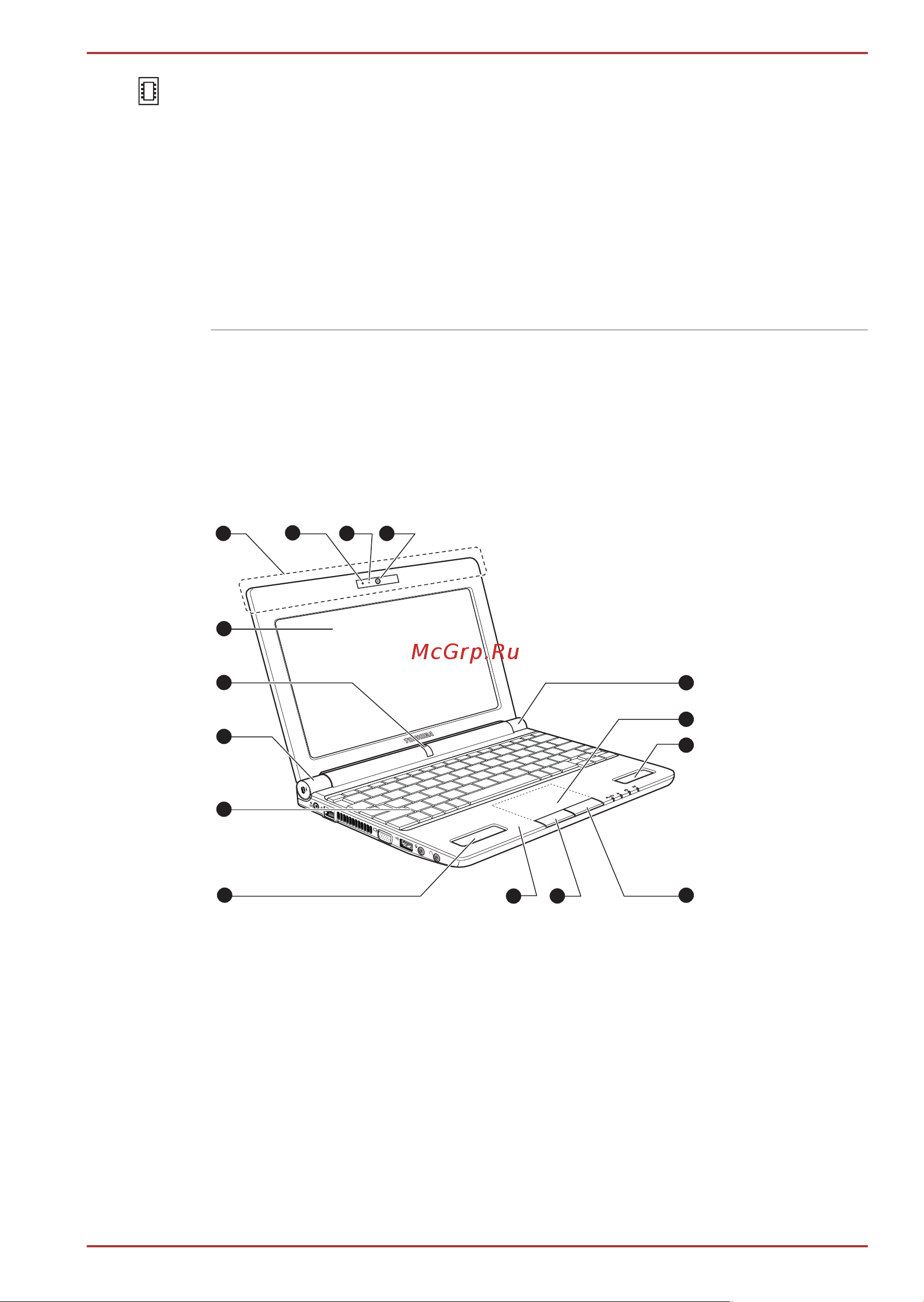 Toshiba NB520-11U [35/163] В данном разделе показан компьютер с открытым дисплеем чтобы открыть дисплей приподнимите панель дисплея установив ее под удобным углом обзора