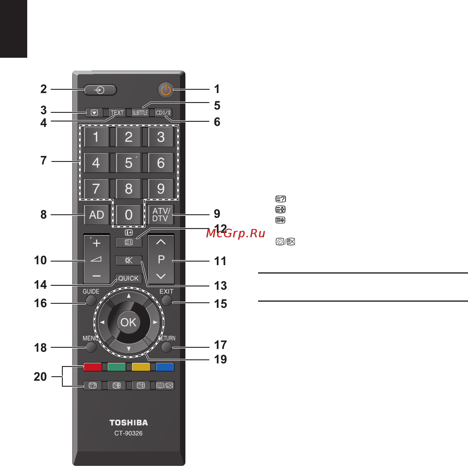 Toshiba 40 LV703 R [6/16] Пульт дистанционного управления пду