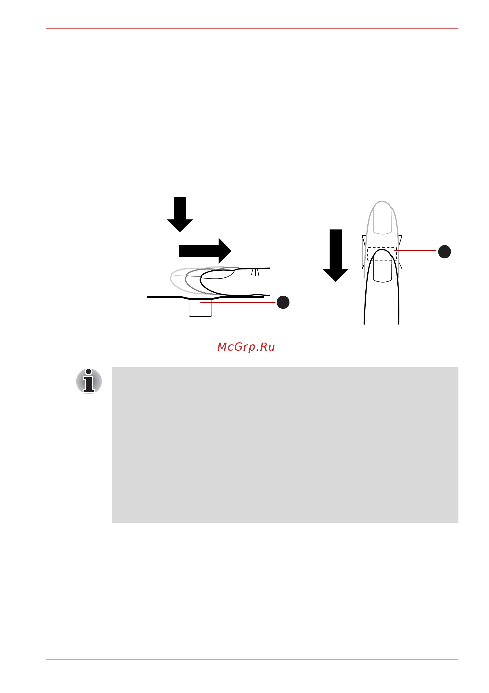 Toshiba Satellite A665-14H [108/256] Как проводить пальцем по поверхности датчика