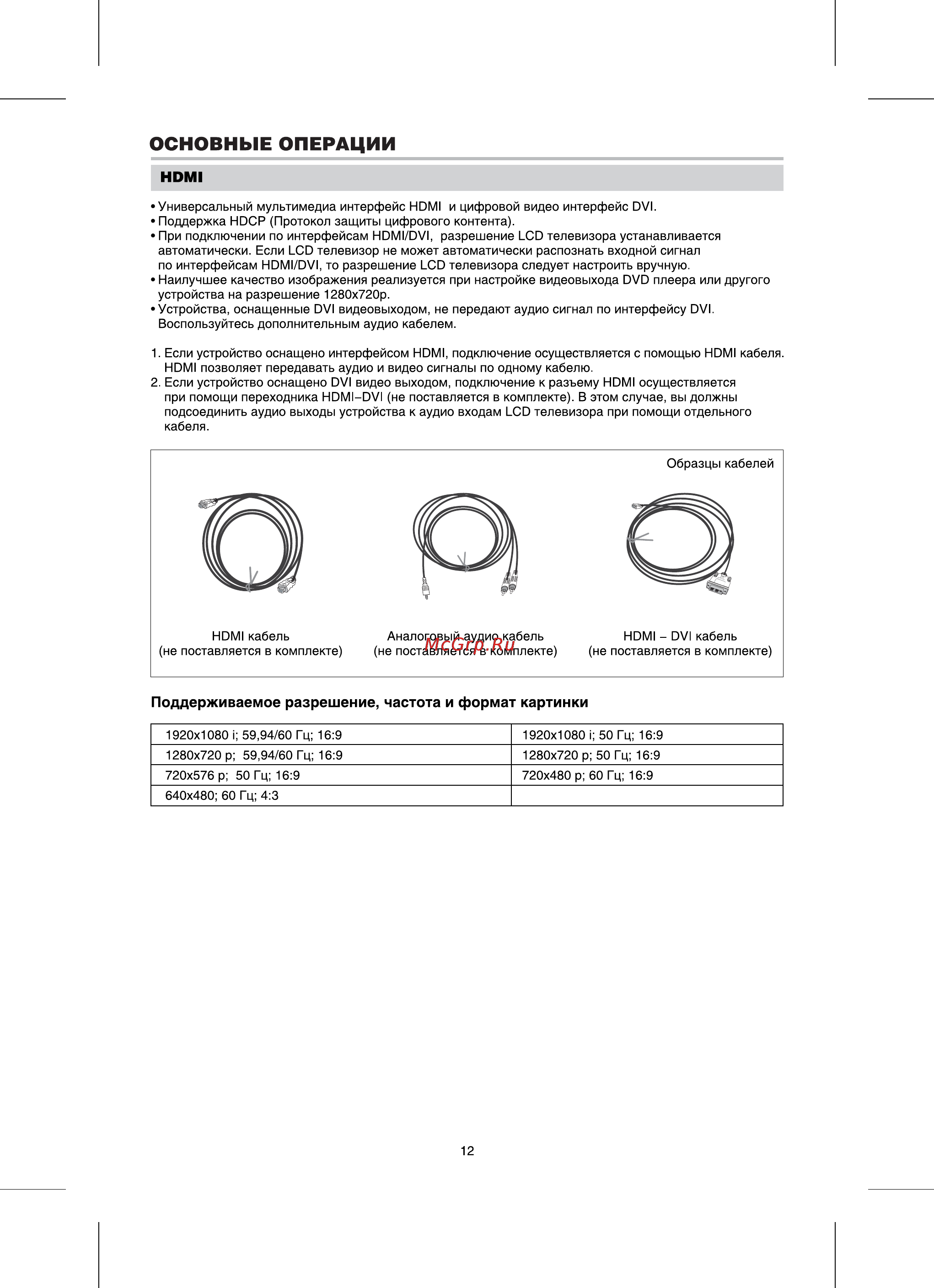 BBK LT4005S [12/36] Поддерживаемое разрешение частота и формат картинки