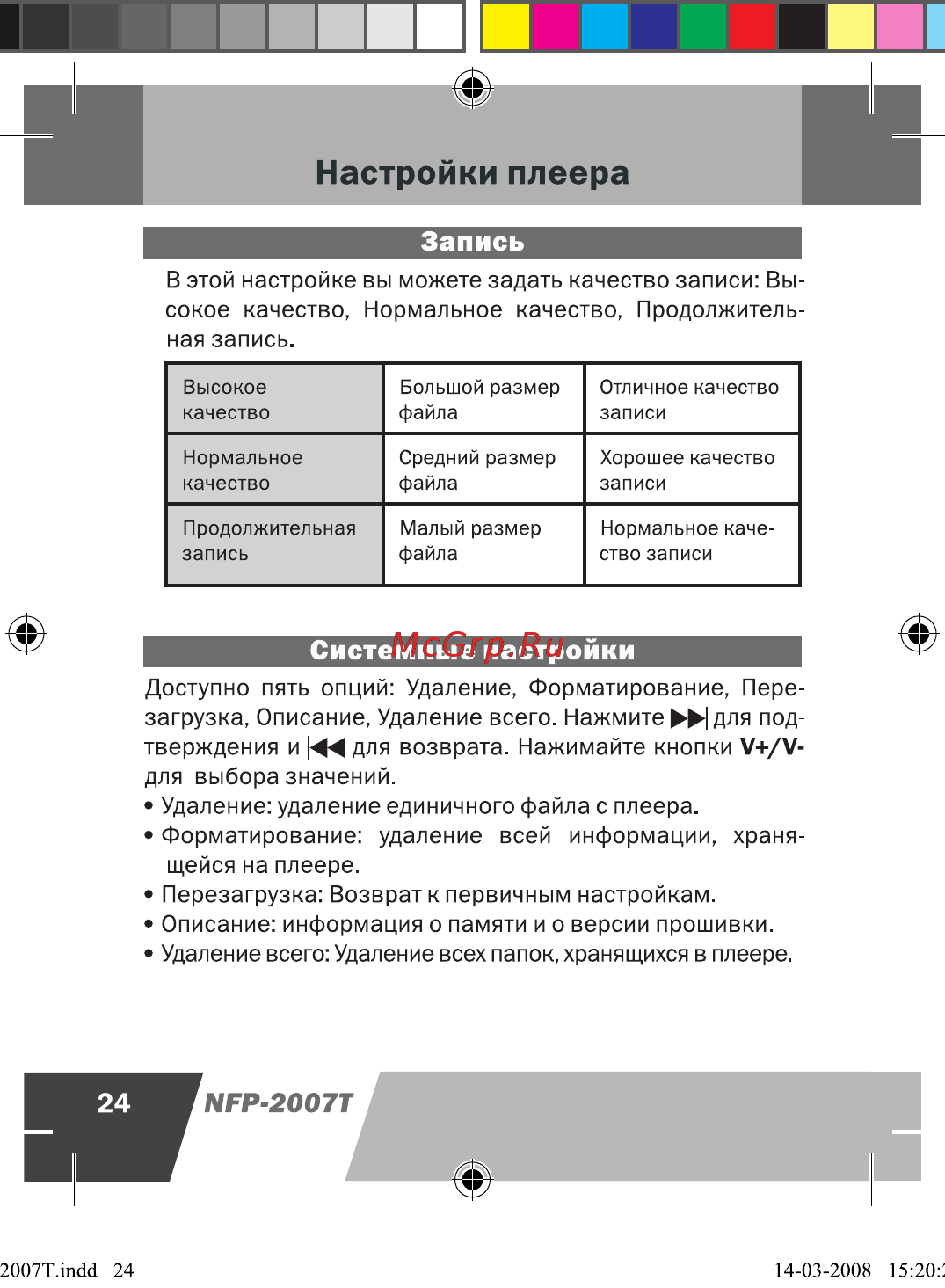 Novex NFP-2007T (2Gb) [25/33] Запись