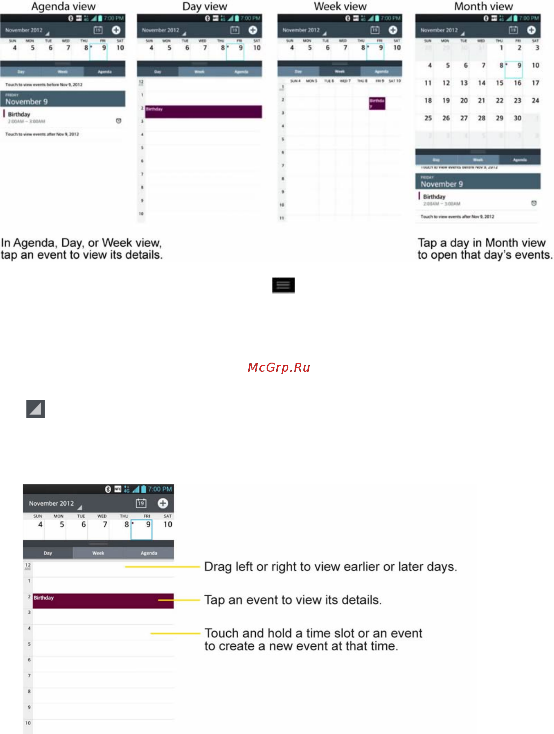 LG E975 Optimus G Black [140/192] Change calendar view