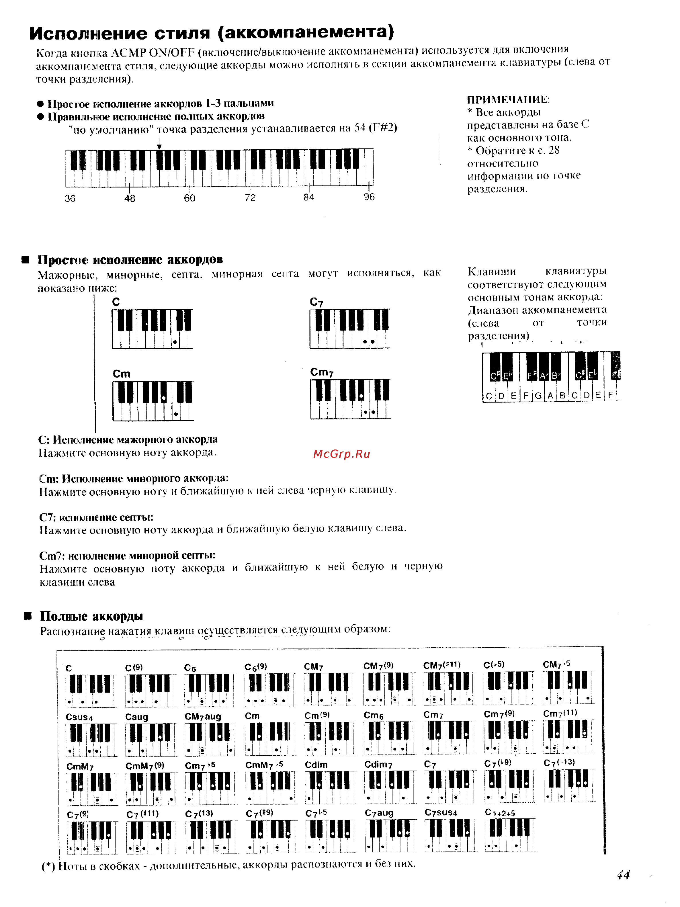 Yamaha PSR-450 [37/59] Примечание