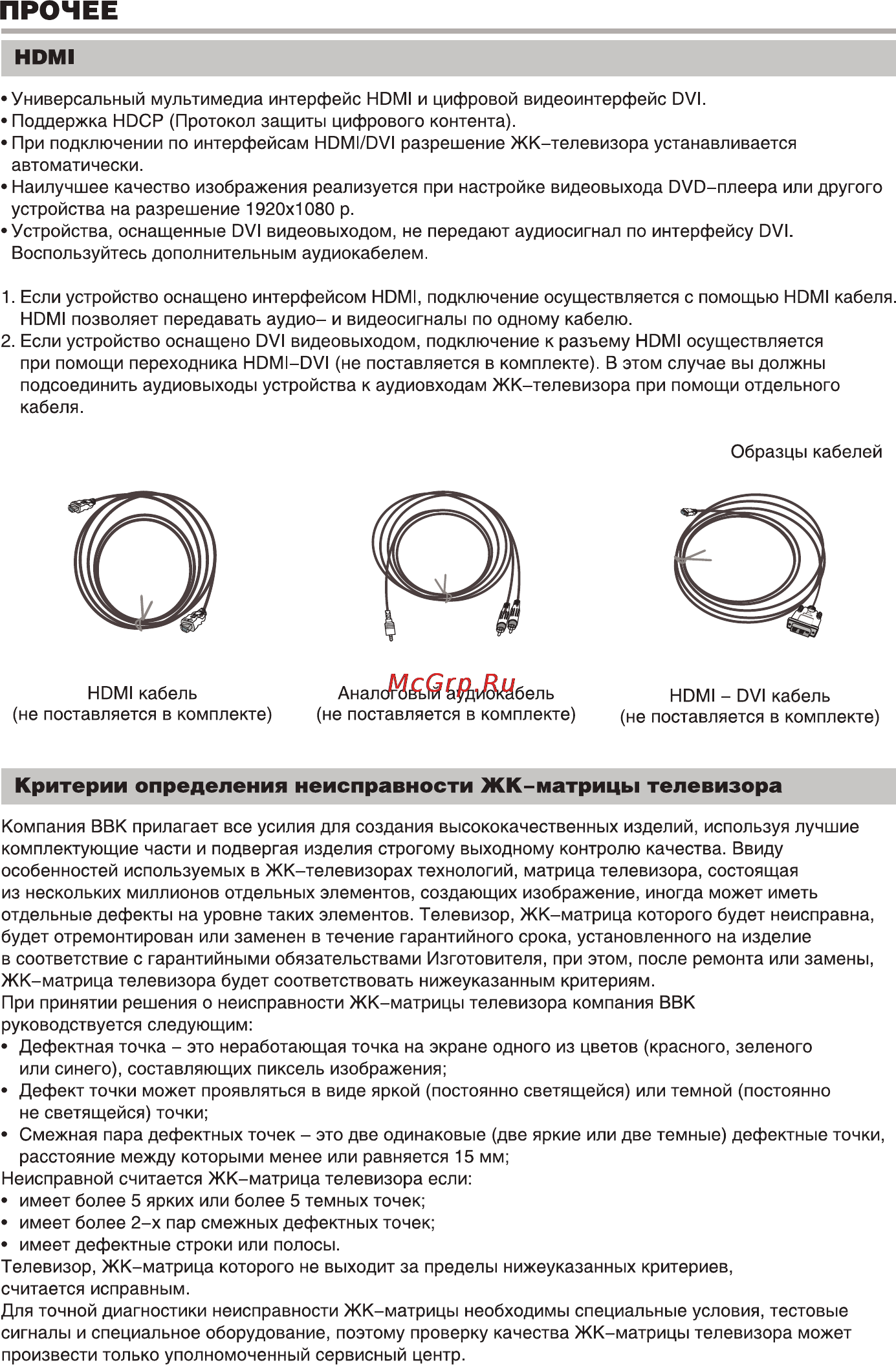 BBK LT3219SU [24/29] Критерии определения неисправности жк матрицы телевизора