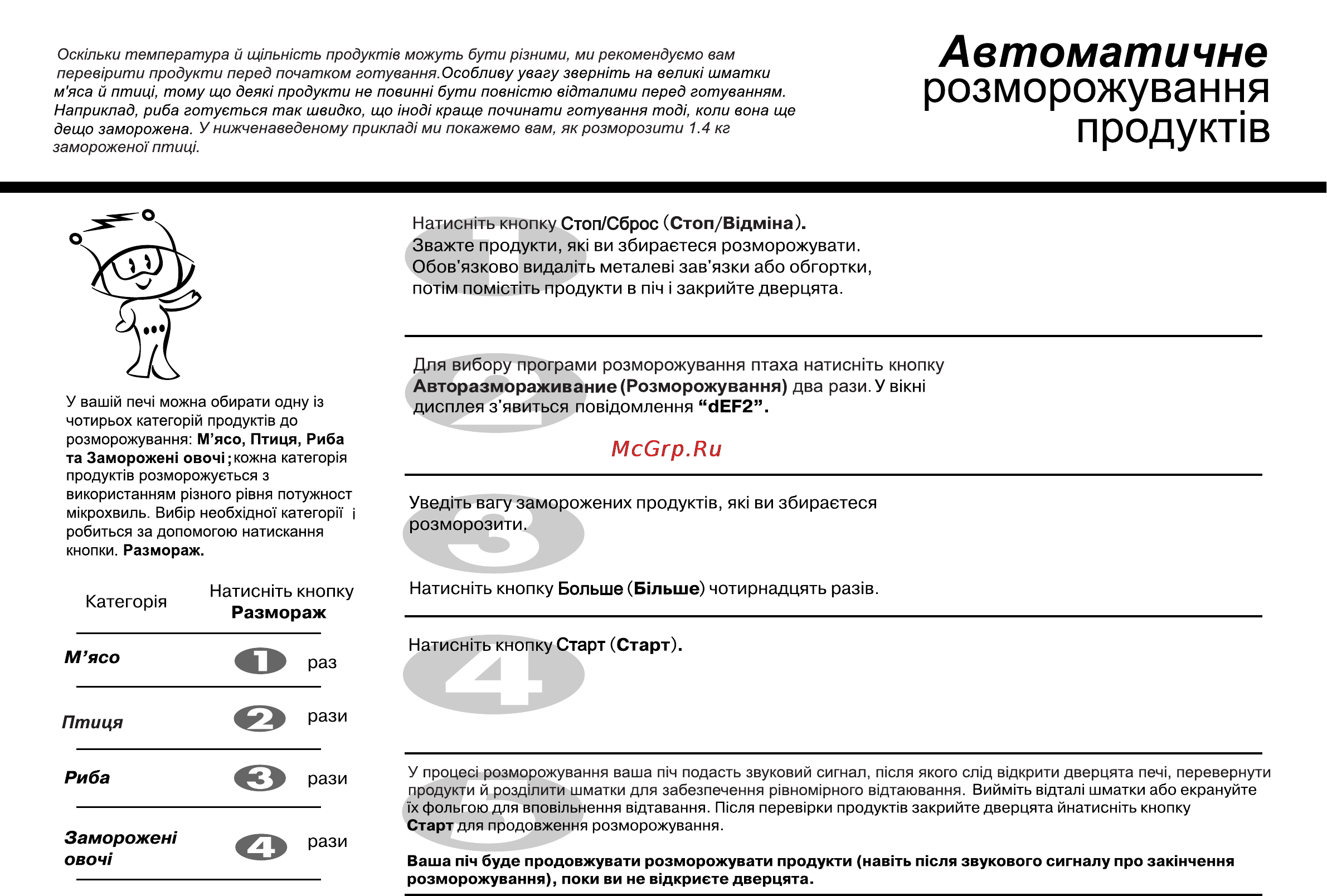 LG MS2341N [45/84] Автоматичне розморожування