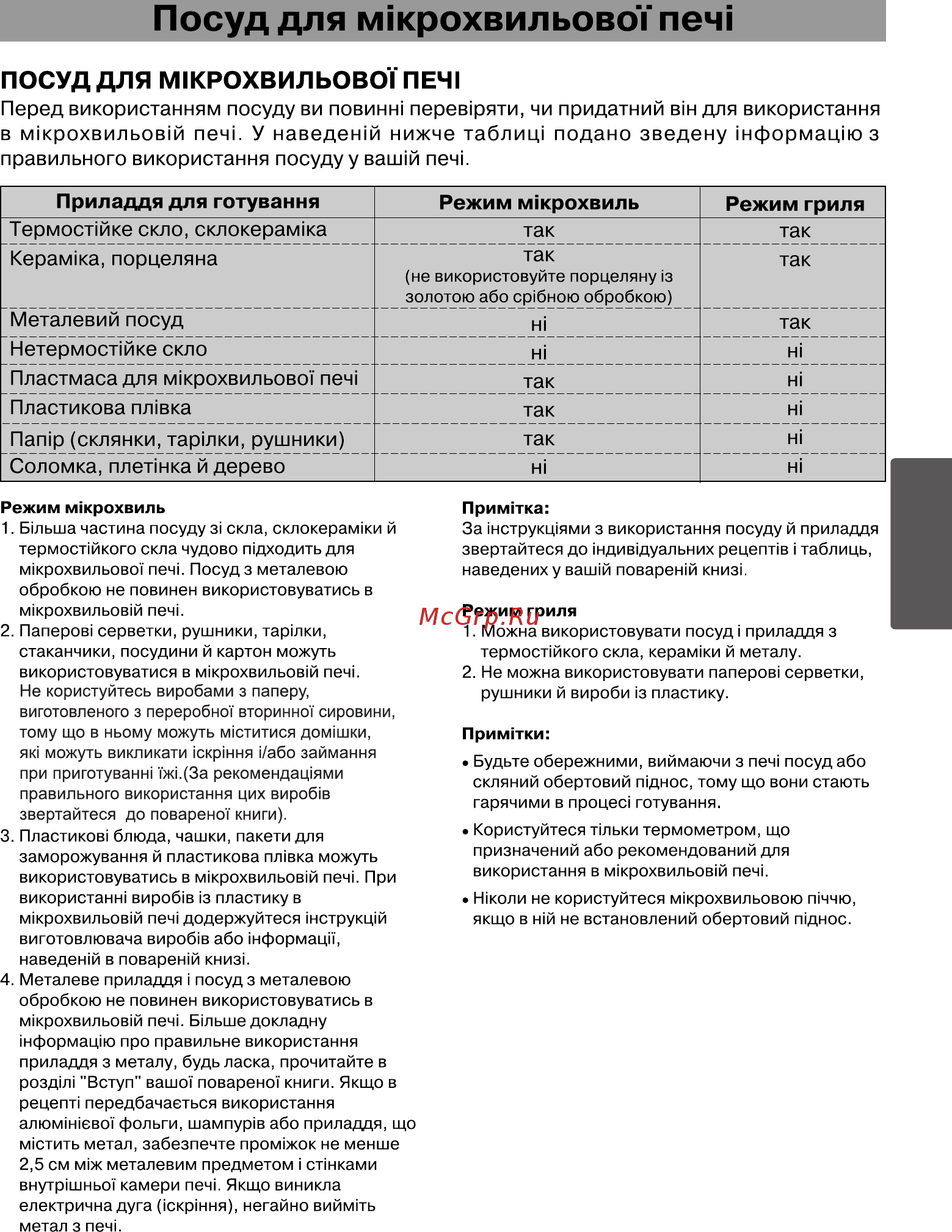 LG MB3924JL [41/52] Посуд для м крохвильовот печ