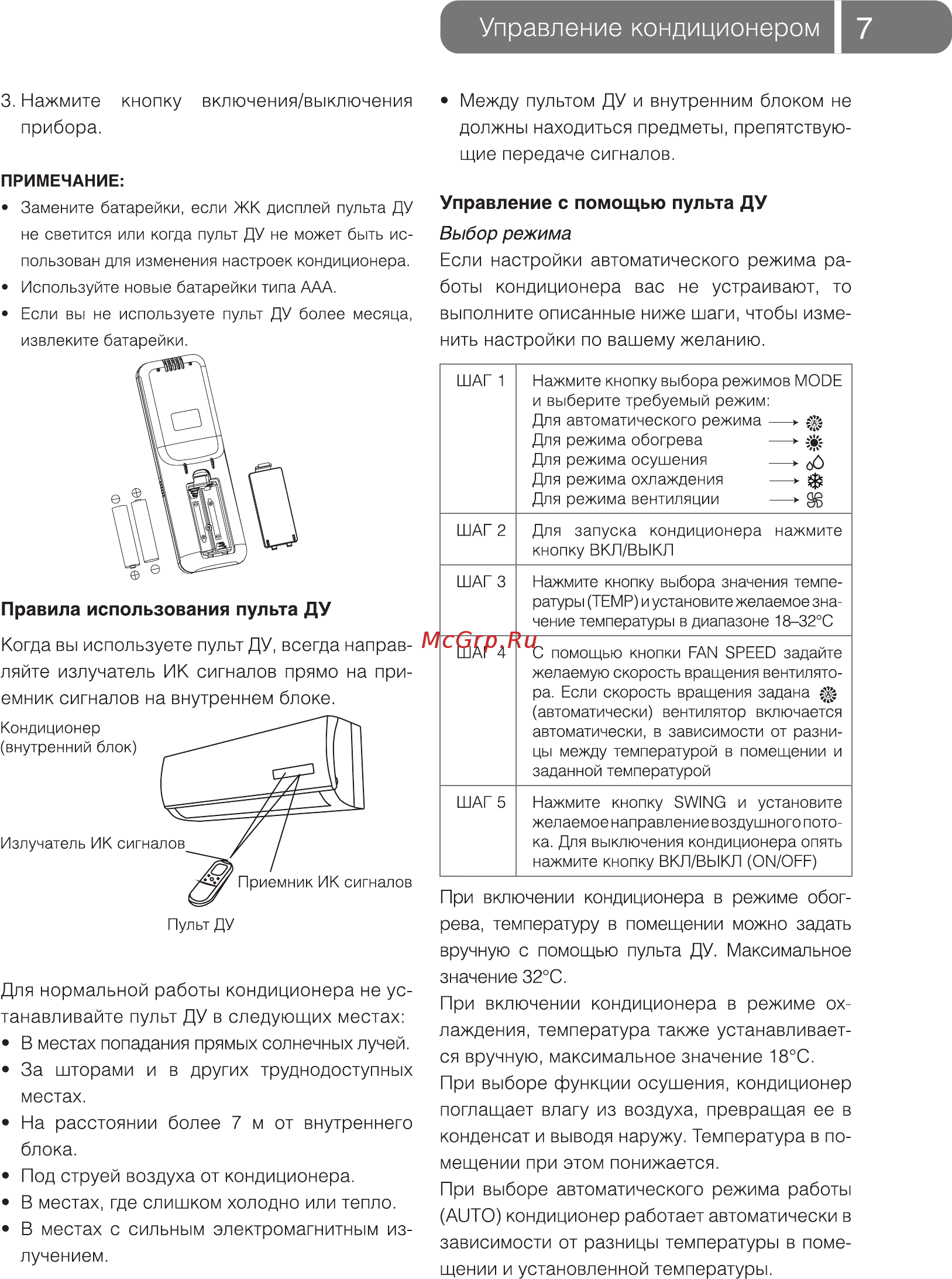 Ballu BSLI-09HN1 [7/20] Управление с помощью пульта ду