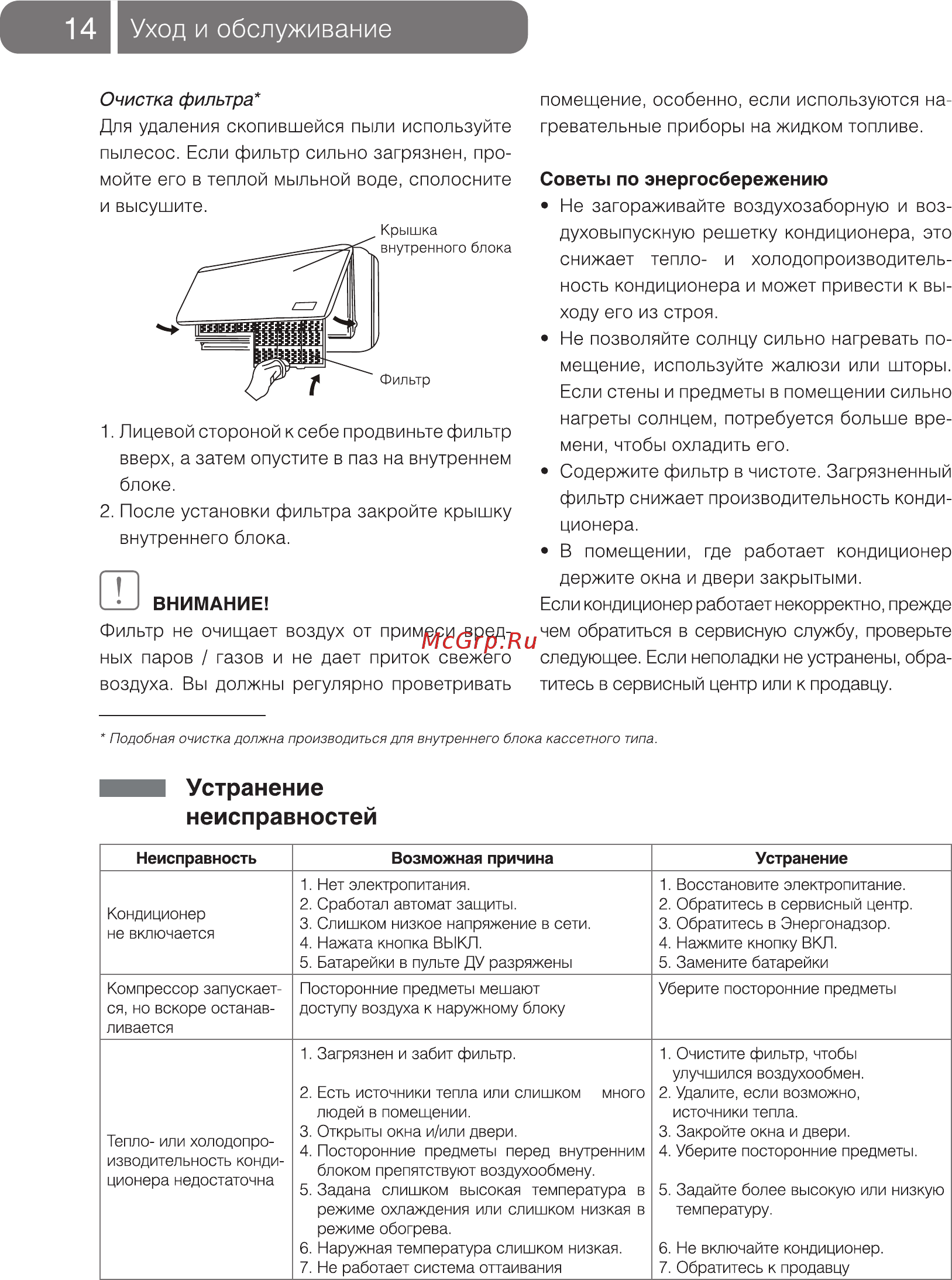Ballu B2OI-FM/out-20H N1 [14/20] Уход и обслуживание