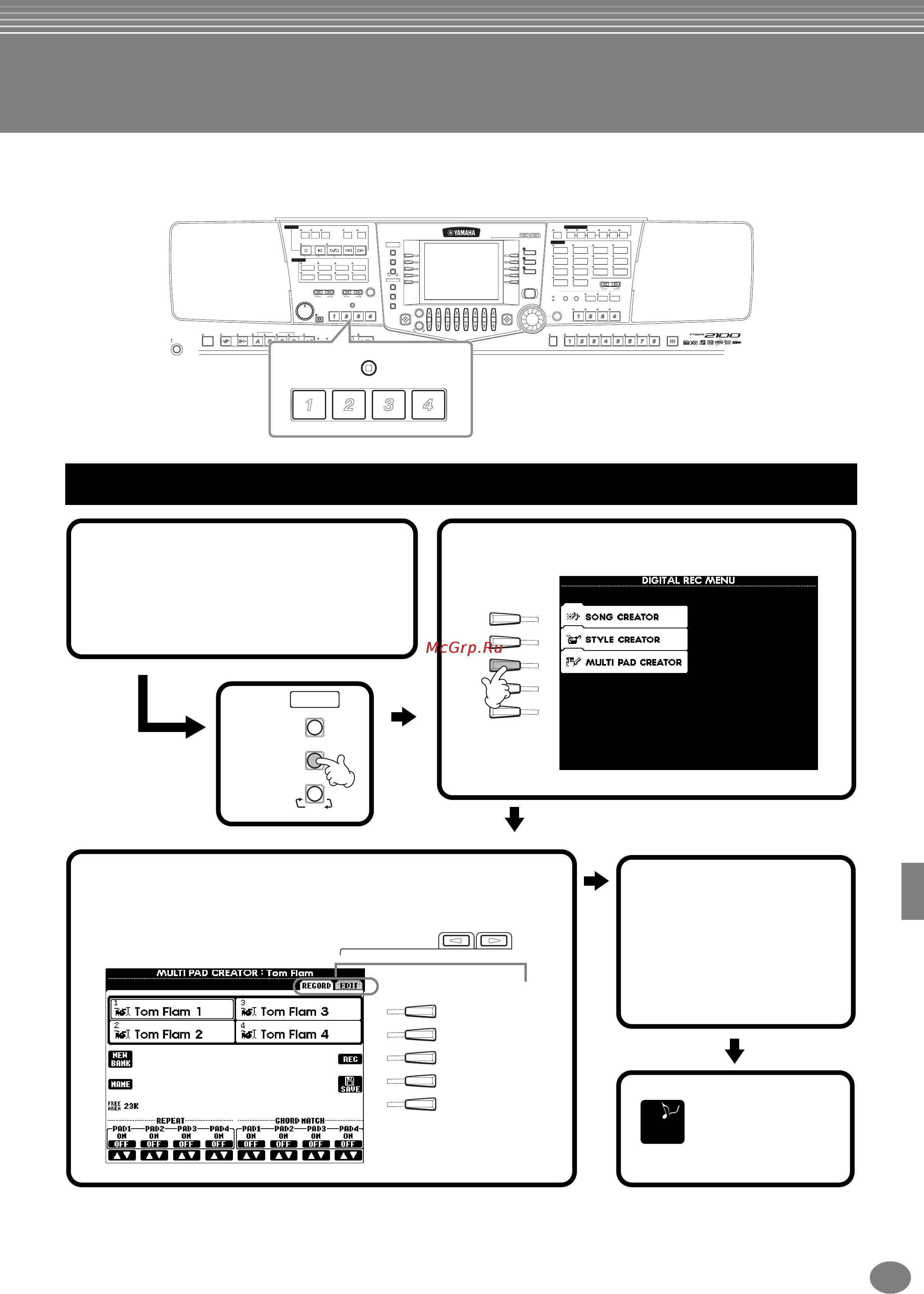 Yamaha PSR-1100 [121/176] Создание мультипэда multi pad creator