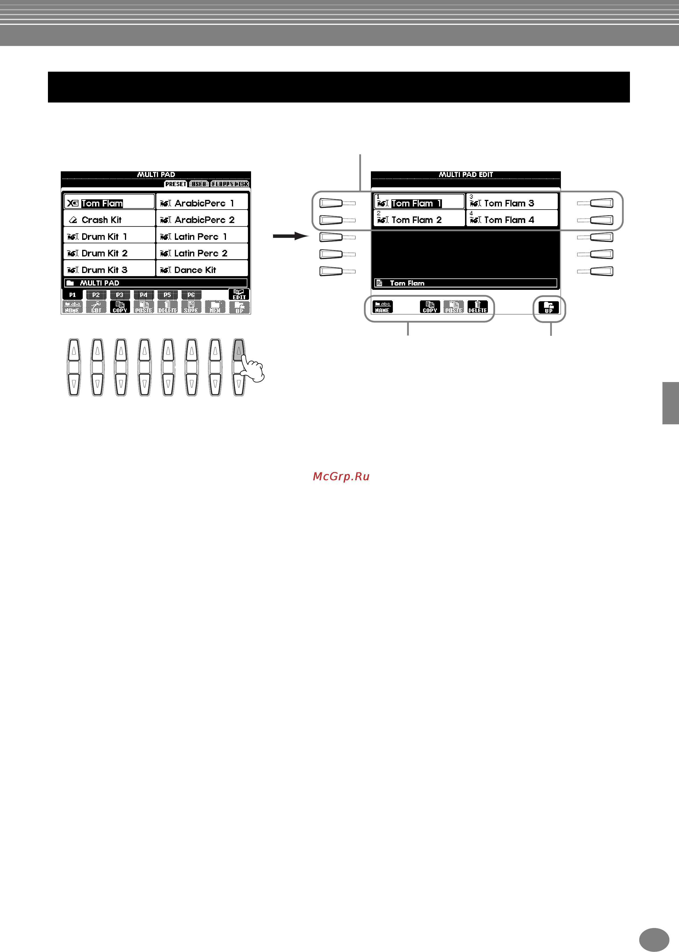 Yamaha PSR-1100 [77/176] Редактирование мультипэдов