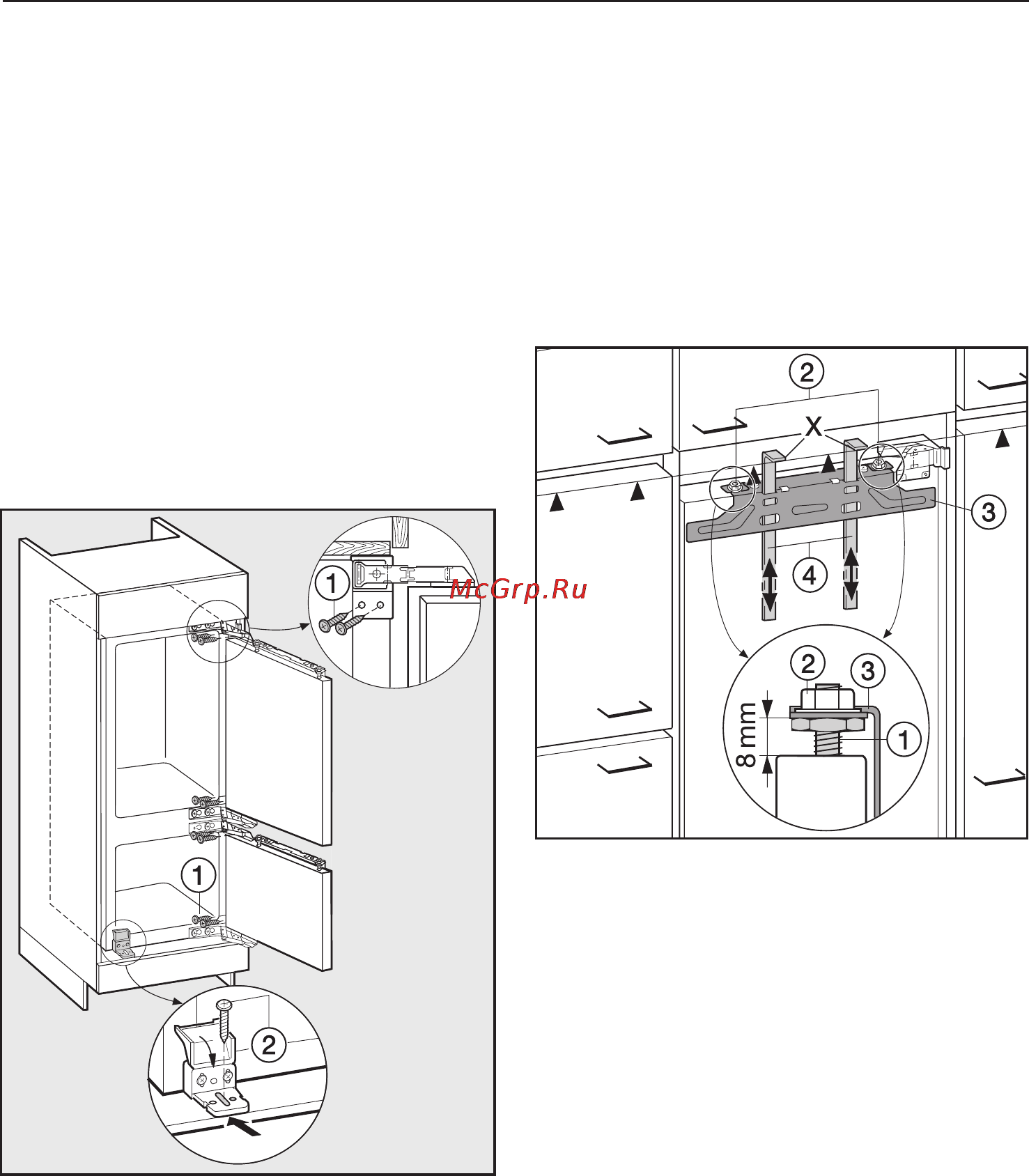 Miele KFN 9758 iD [58/68] Ìîíòàæ ìåáåëüíûõ äâåðåö 58