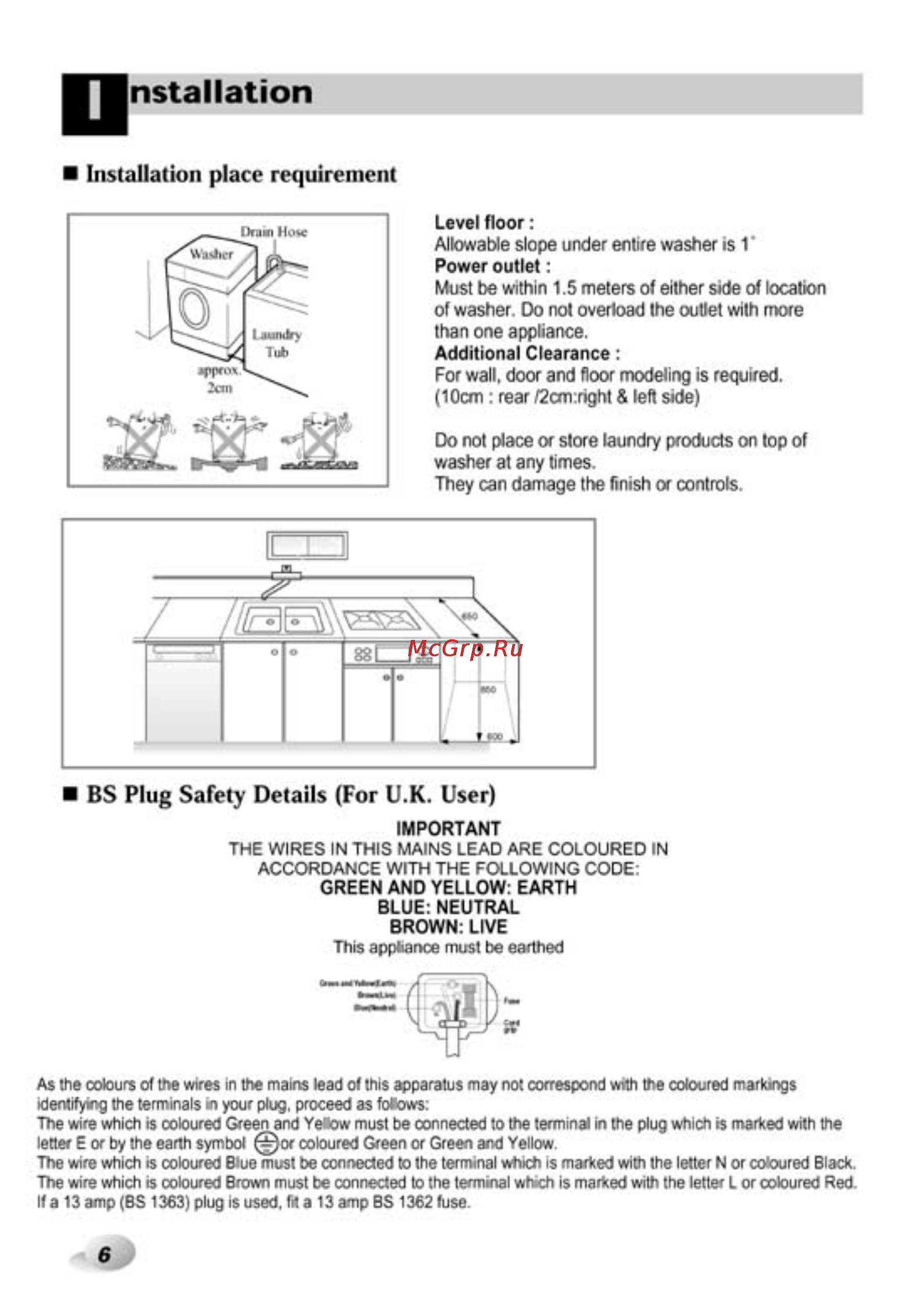 LG WD-10156TP [6/28] Bs plug safety details for u k user