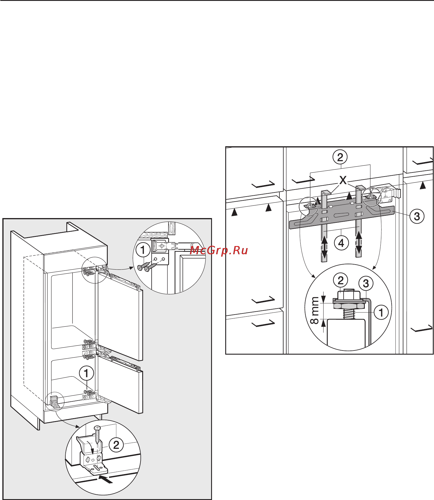 Miele KF 9757 iD [59/68] Ìîíòàæ ìåáåëüíûõ äâåðåö 59