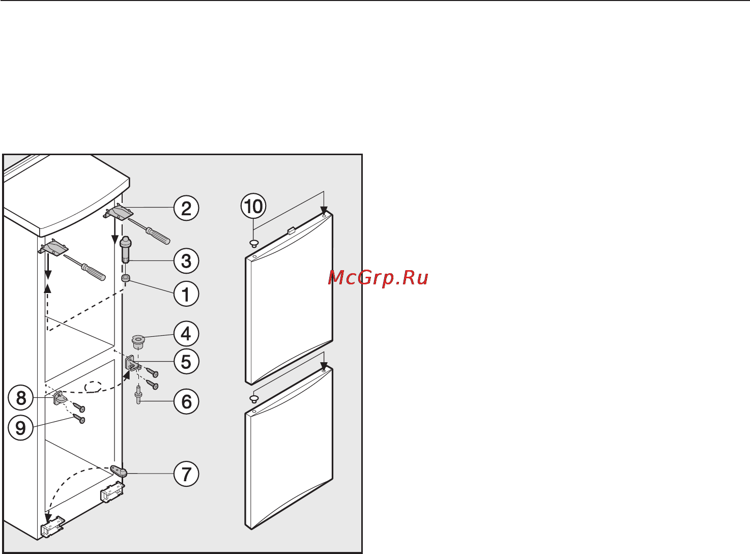 Miele KF 8667 S [47/52] Изменение навески дверцы