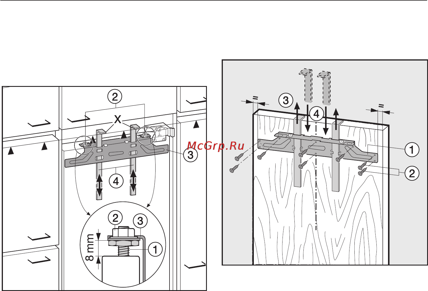 Miele K 9752 iD [44/52] Ìîíòàæ ìåáåëüíîé äâåðöû 44