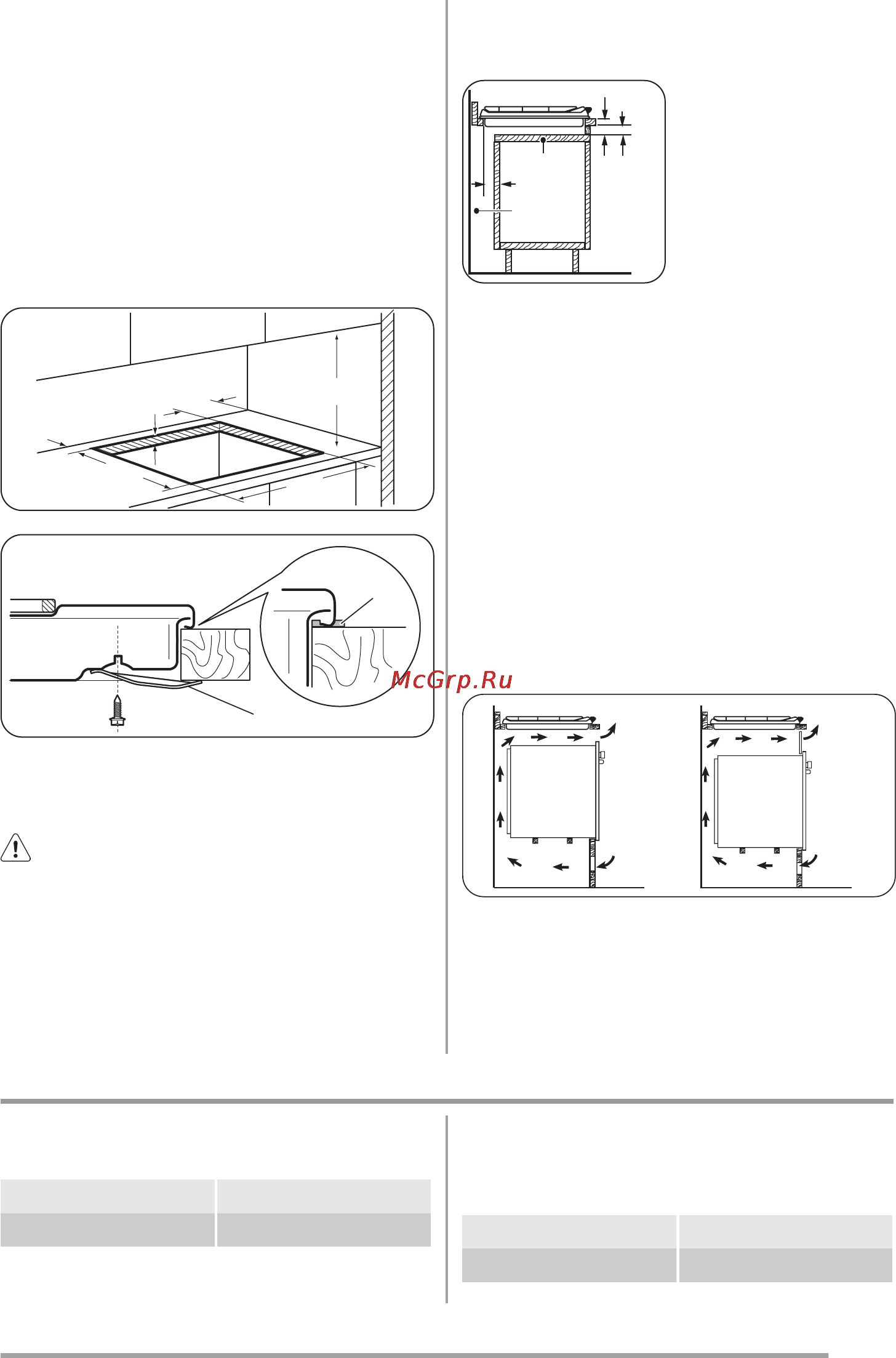 Zanussi ZGM62444XA [71/76] Габарити ніші варильної поверхні