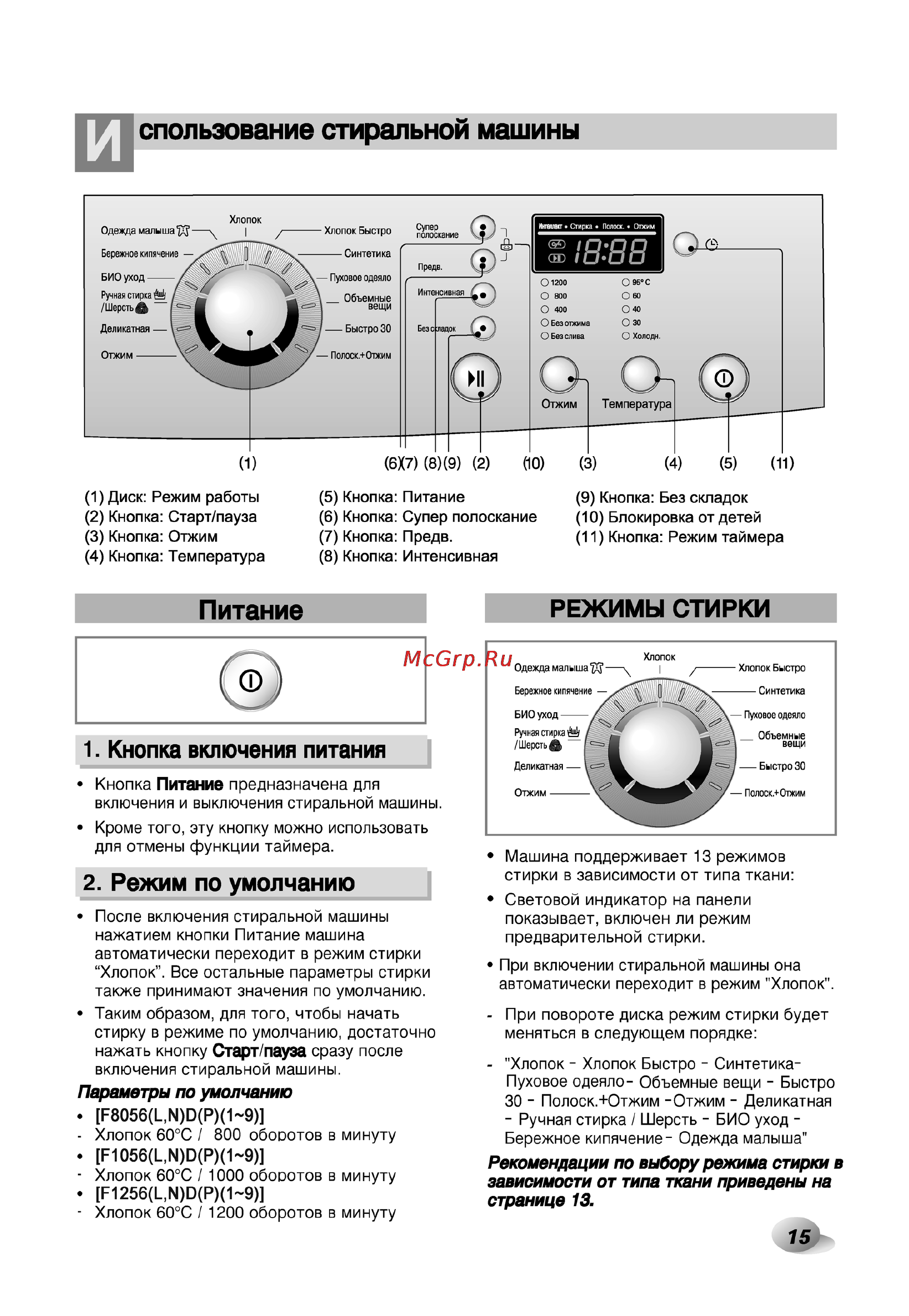 LG F1256LDP1 [15/32] Питание