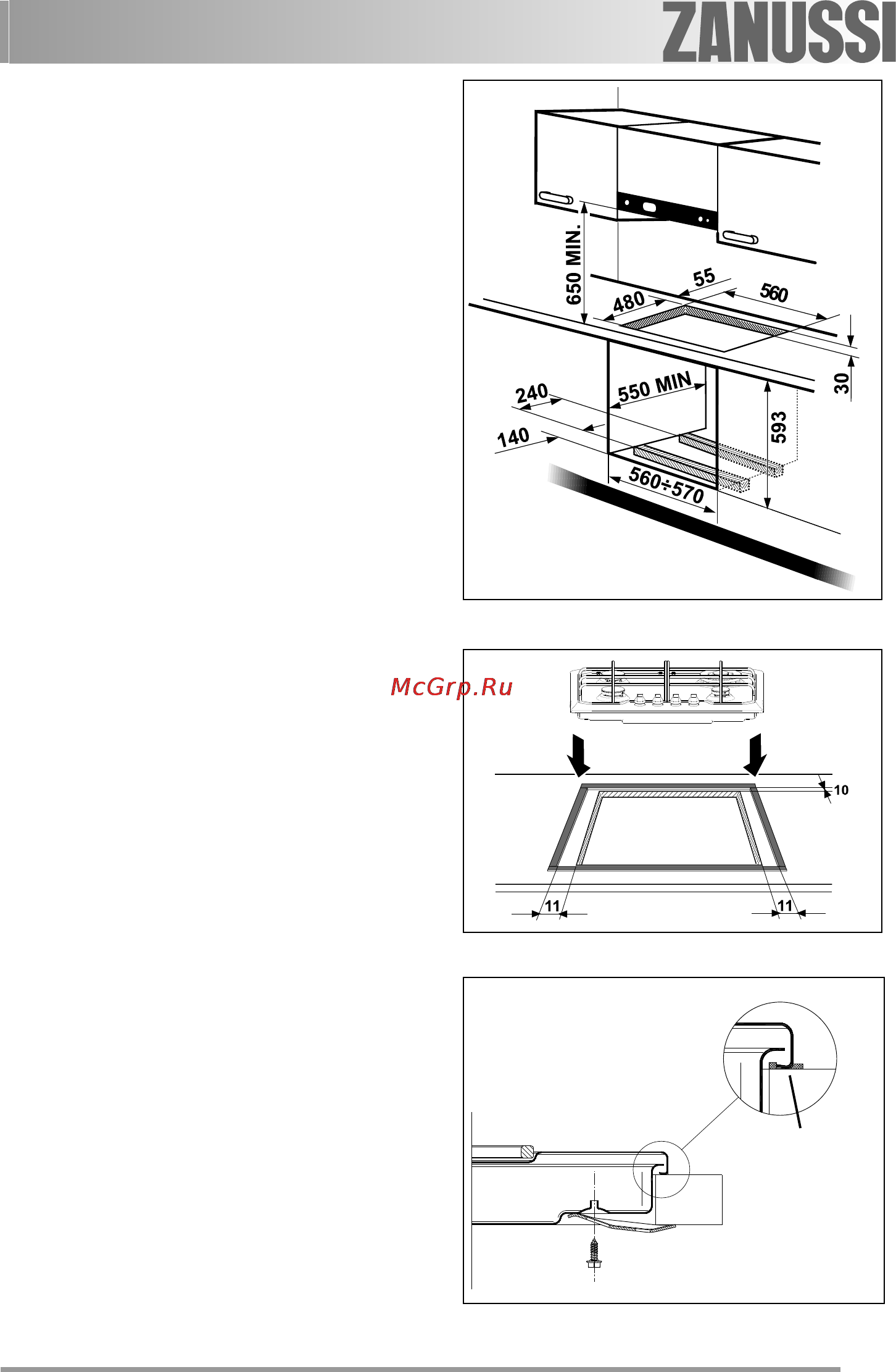 Zanussi ZGF646ITNC [21/24] Встраивание и крепление к мебели