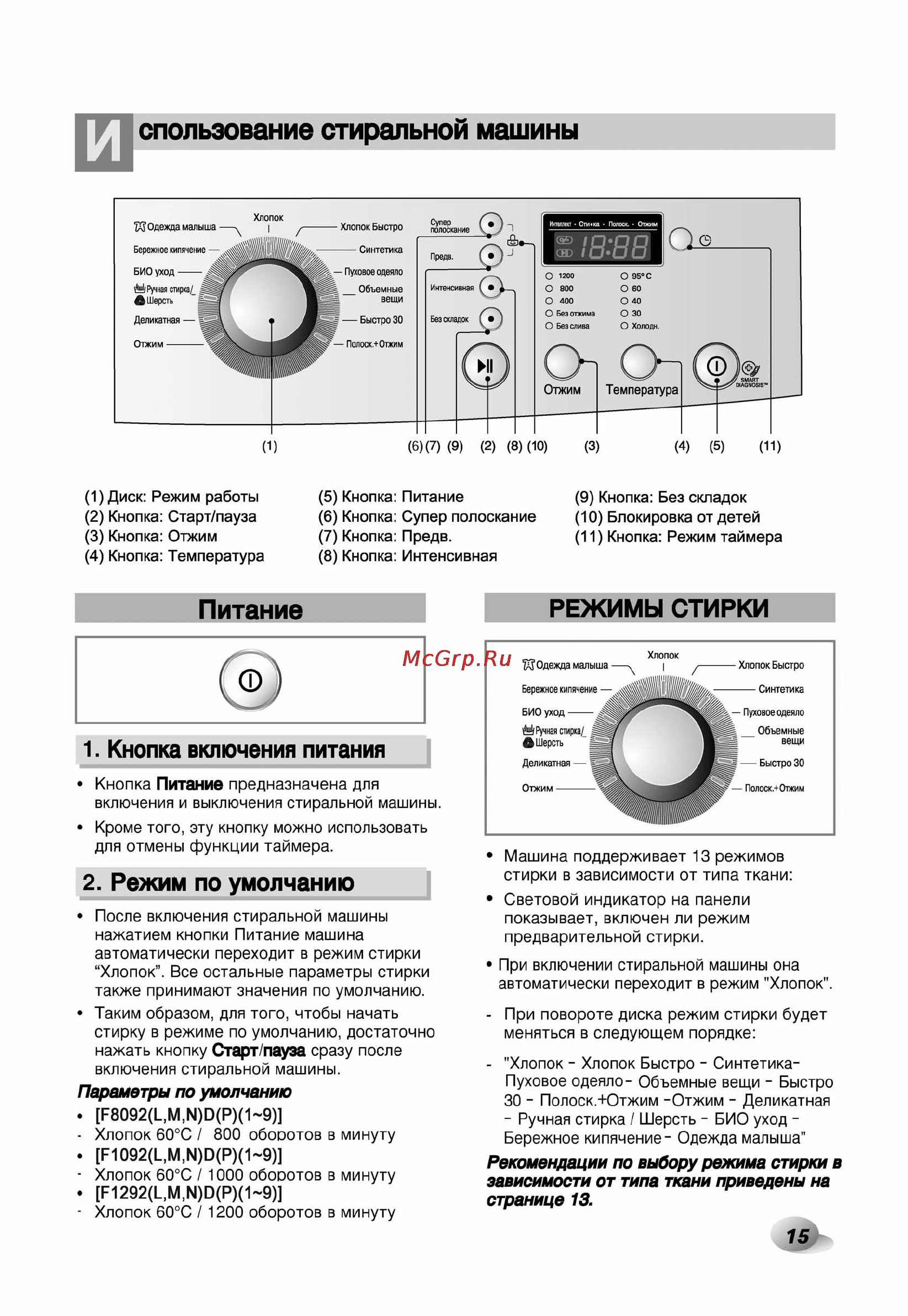 LG F1092ND1 Инструкция по эксплуатации онлайн [16/33] 45660