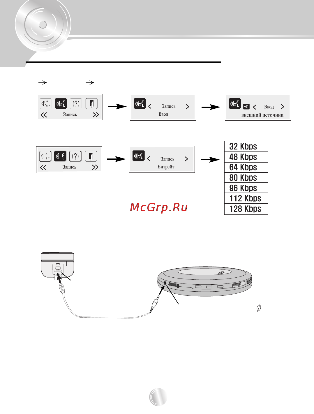 LG MF-FE505N [61/67] Запись посредством линейного входа
