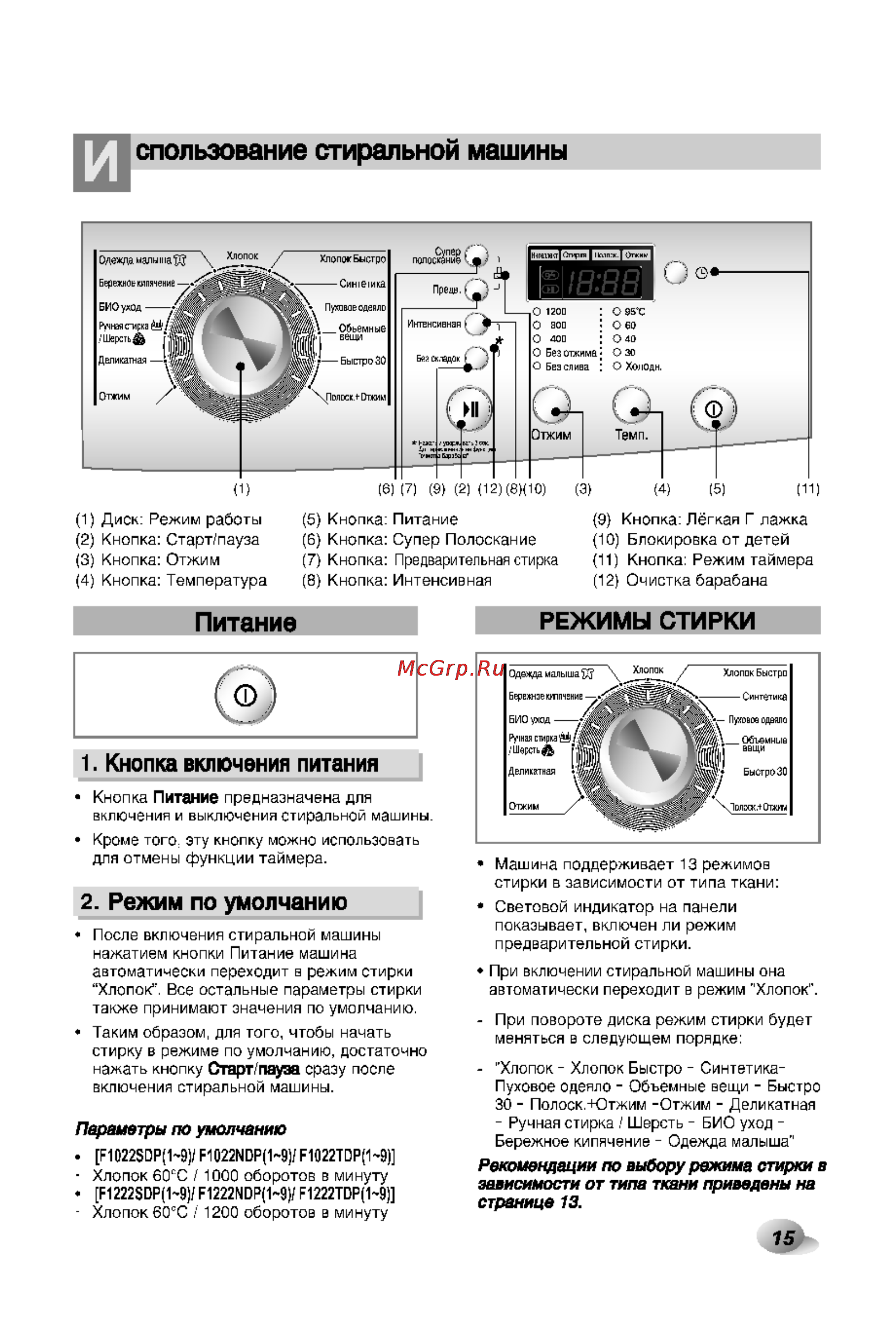 LG F1022SDP [15/29] Питание