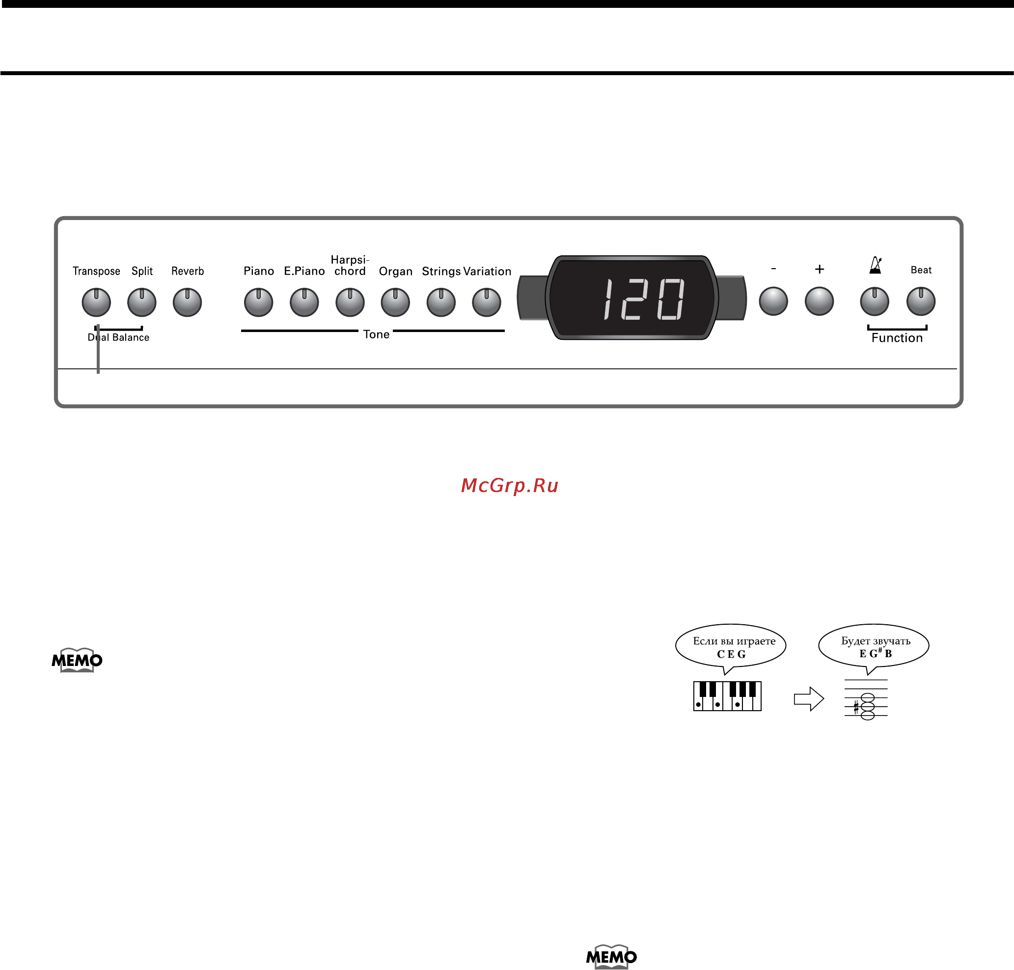 Roland EP-760 [16/40] Òðàíñïîíèðîâàíèå êëàâèàòóðû ôóíêöèÿ transpose