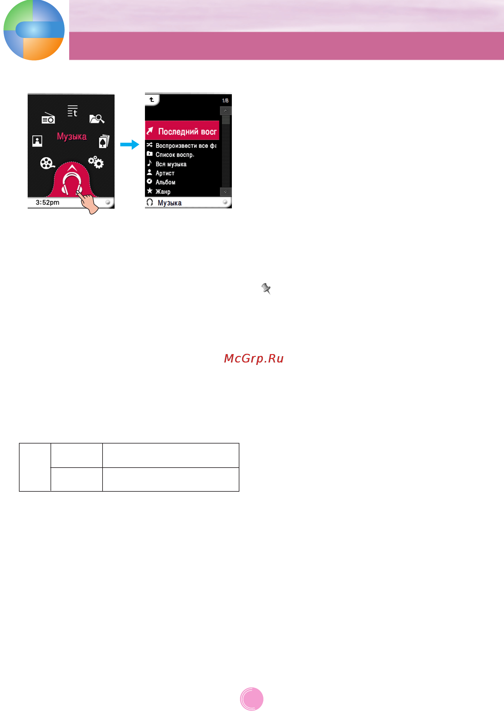 LG FM37 [23/49] Меню музыкальных записей
