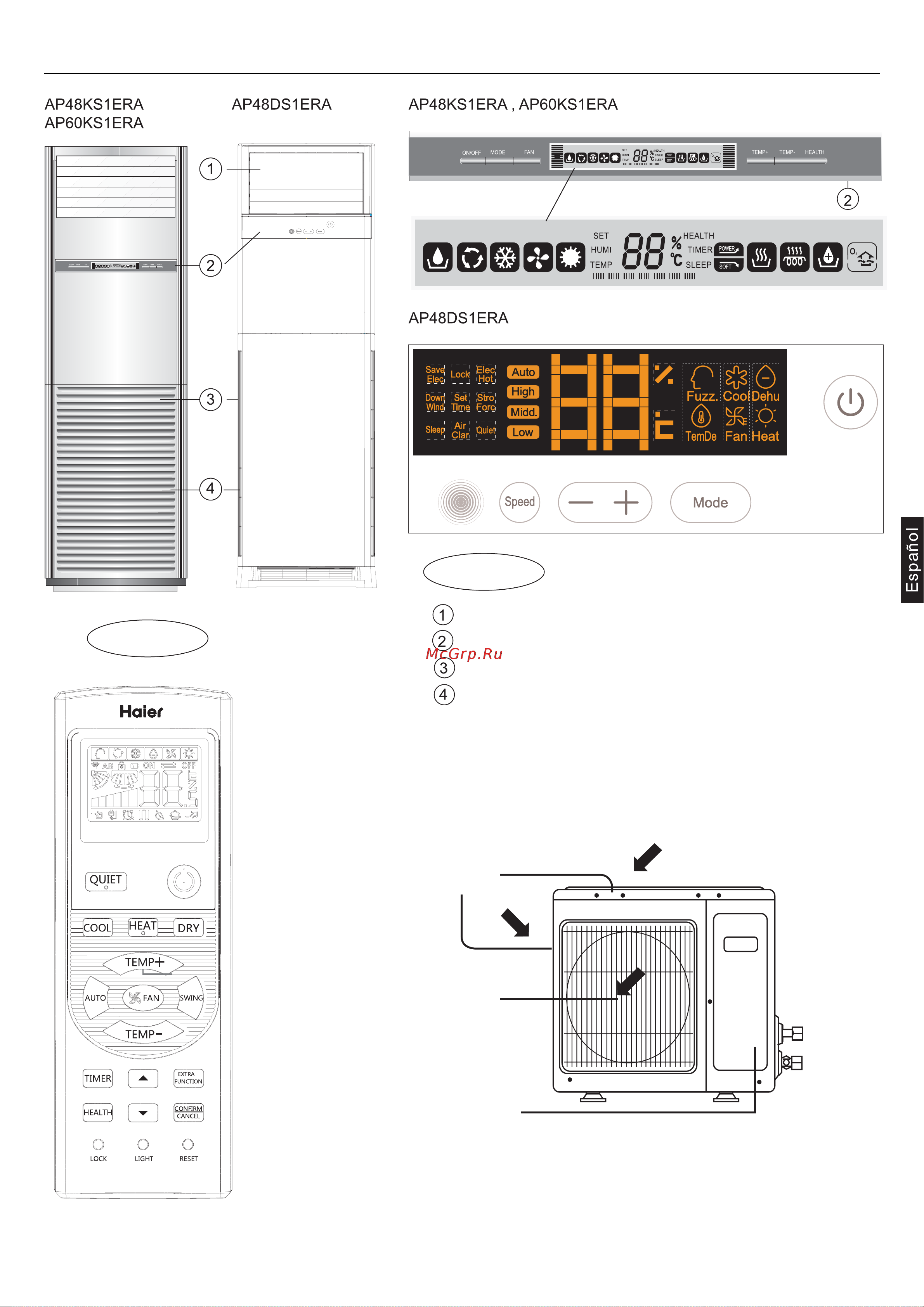 Haier AP60KS1ERA+1U60IS1EAB [27/102] Denominación de los componentes