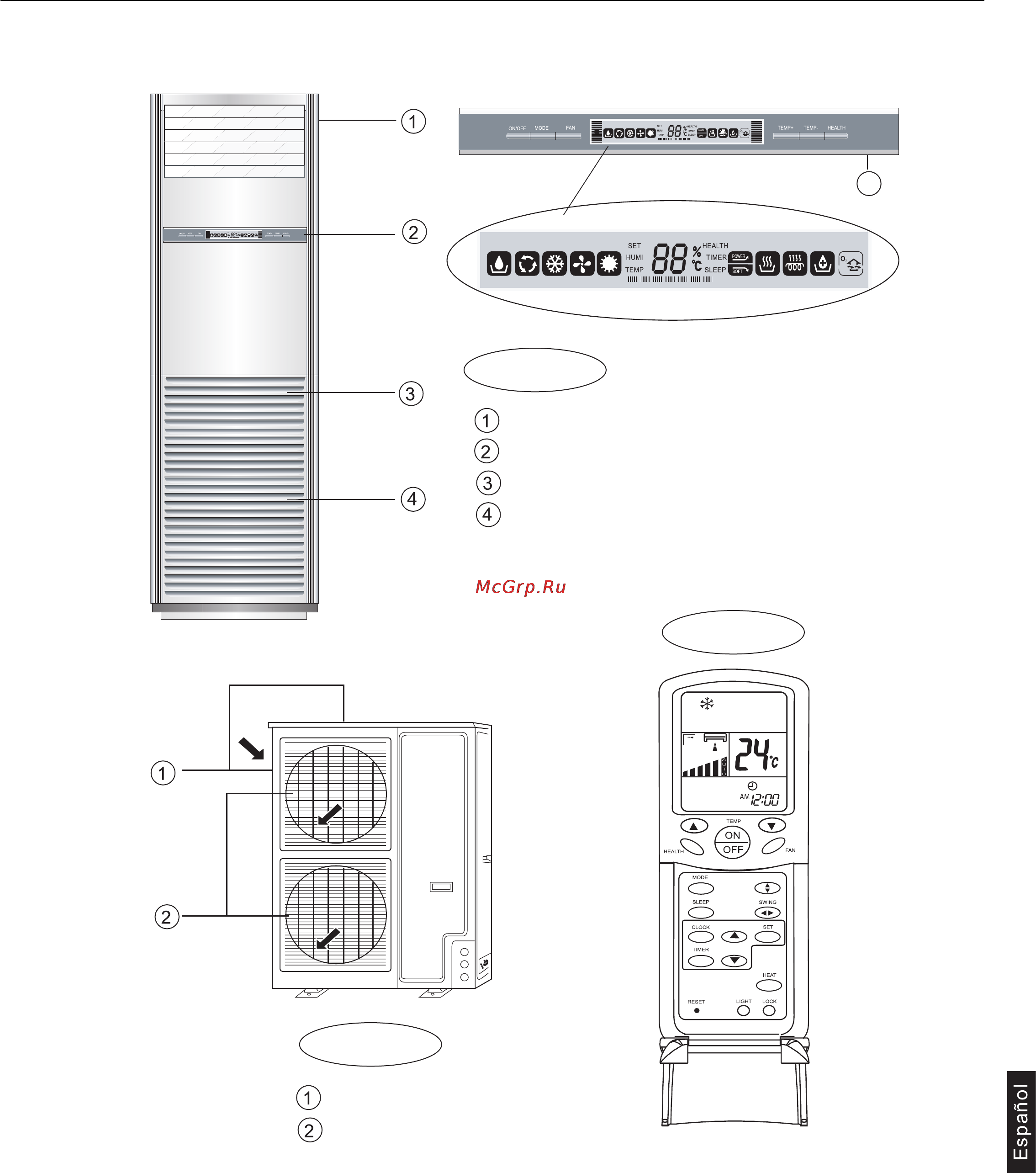 Haier AP482AKEAA+AU48NAIEAA [123/146] Denominación de los componentes
