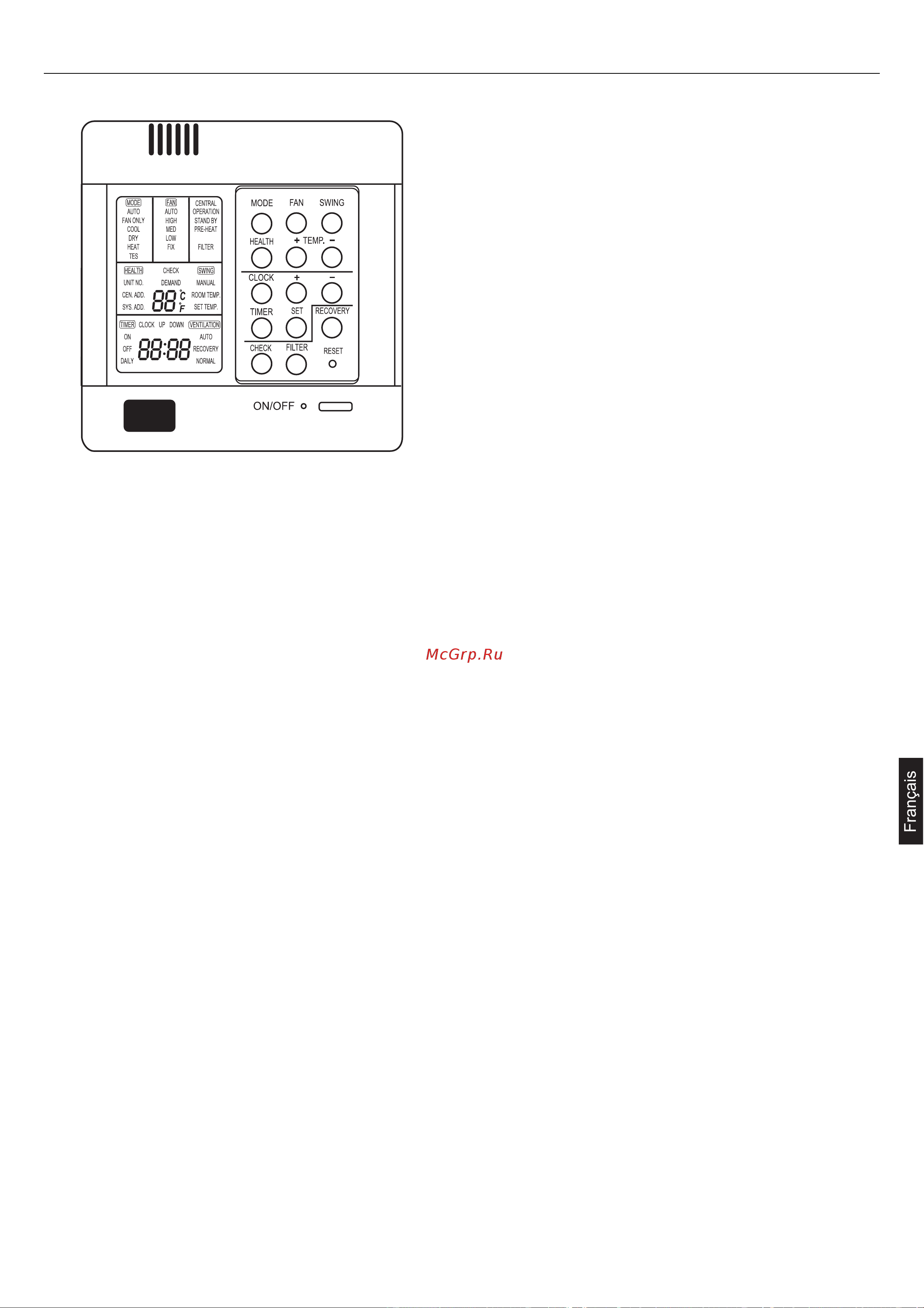 Haier AD282AMEAA [69/146] Touches et affichage de la commande filaire