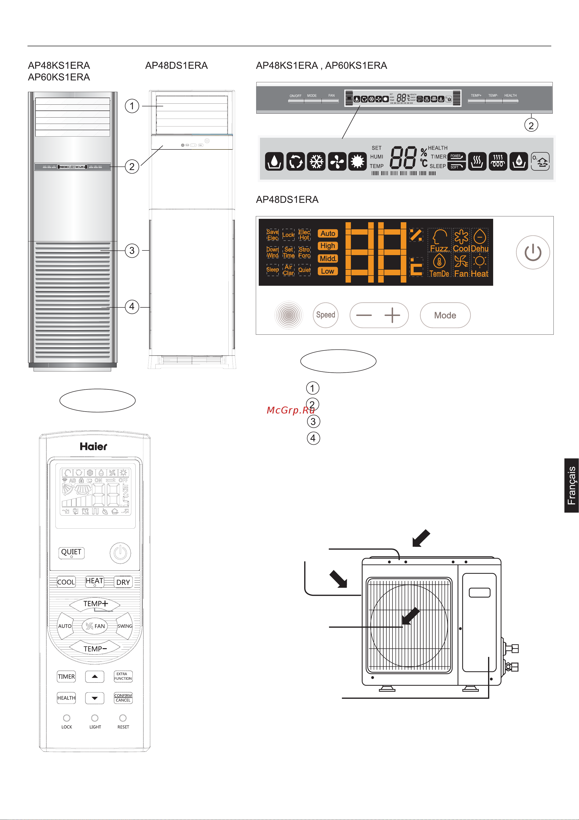 Haier AP60KS1ERA+1U60IS1ERA [67/102] Dénomination des composants