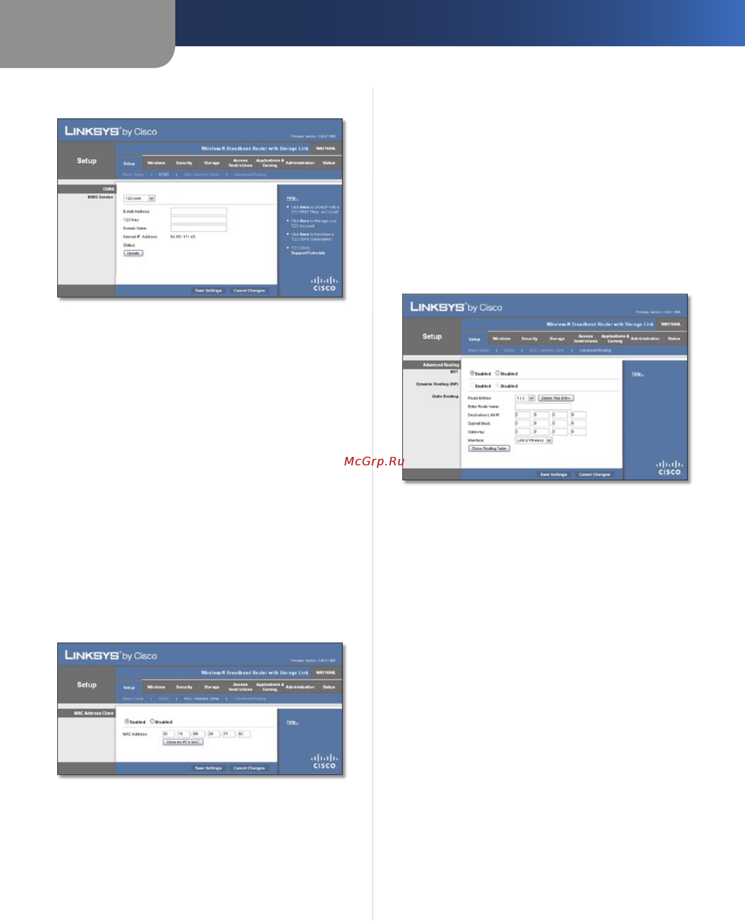 Linksys WRT160NL [13/68] Setup mac address clone