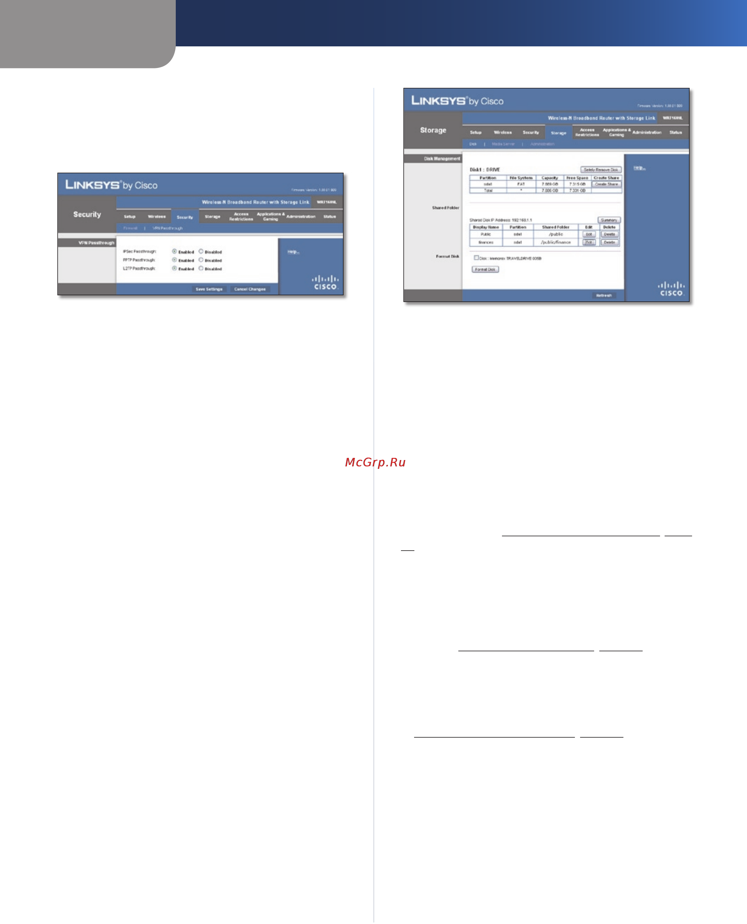 Linksys WRT160NL [21/68] Security vpn passthrough