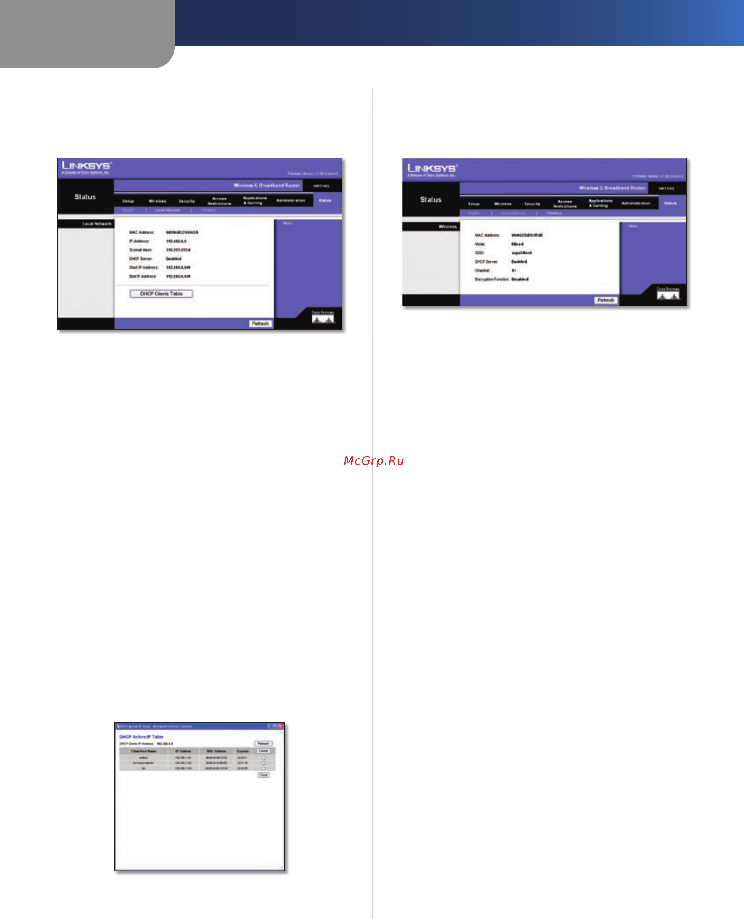 Linksys WRT54GL [24/41] Status local network