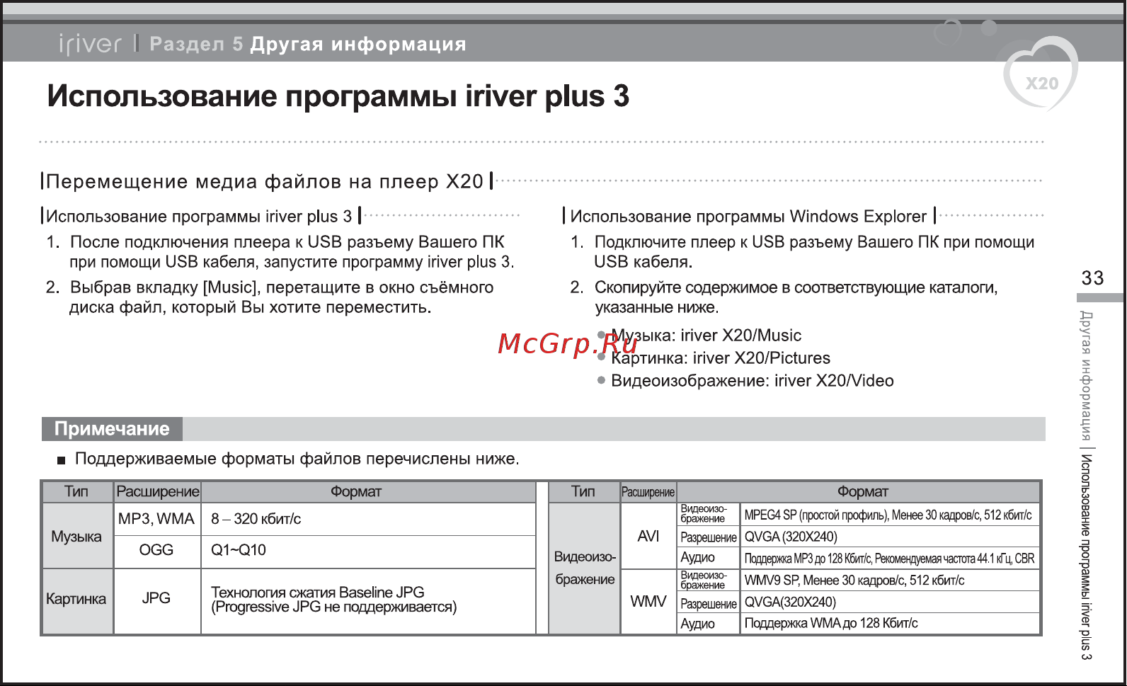 Iriver X20 [34/43] Использование программы iriver plus 3