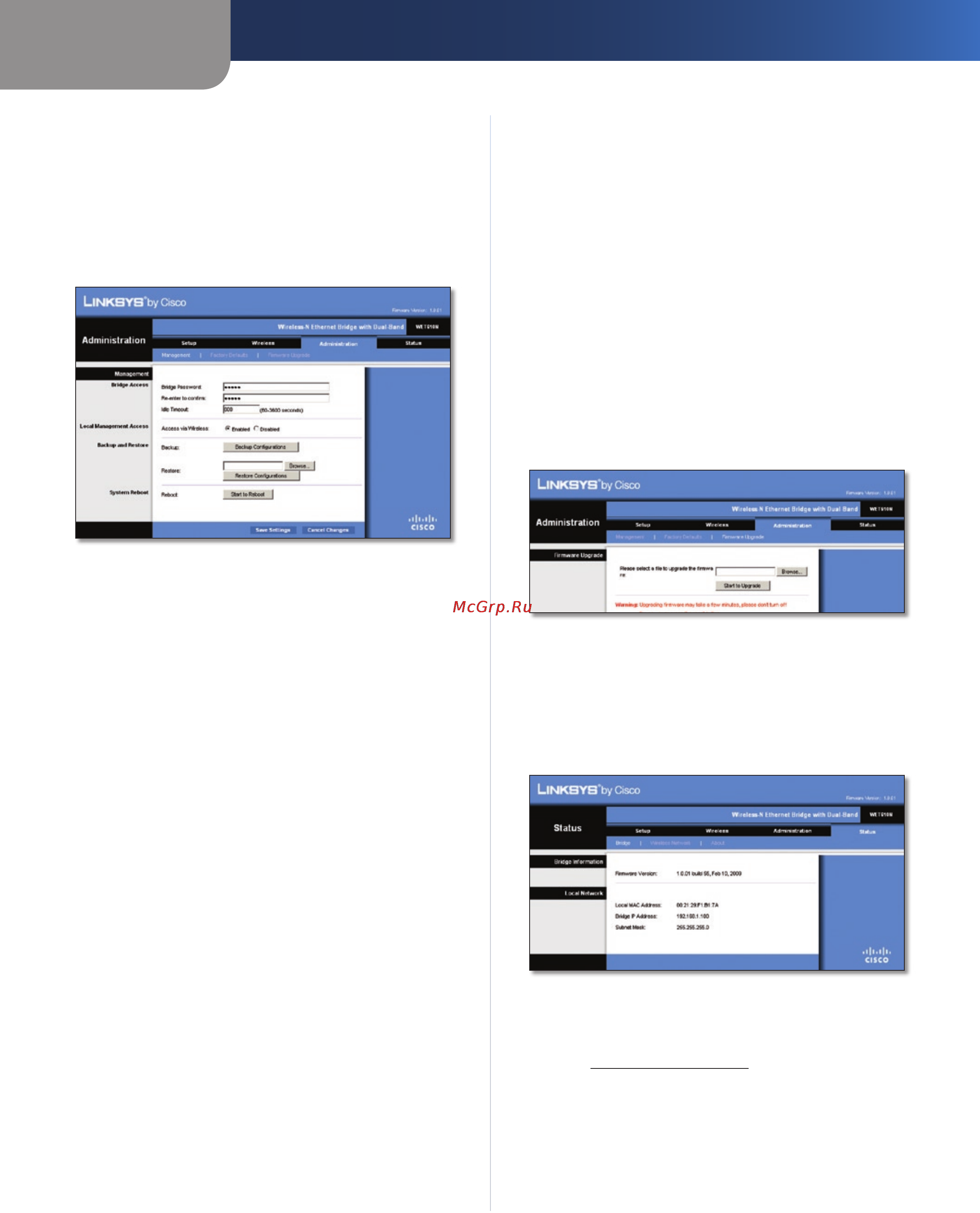Linksys WET610N [135/286] Administration gestion