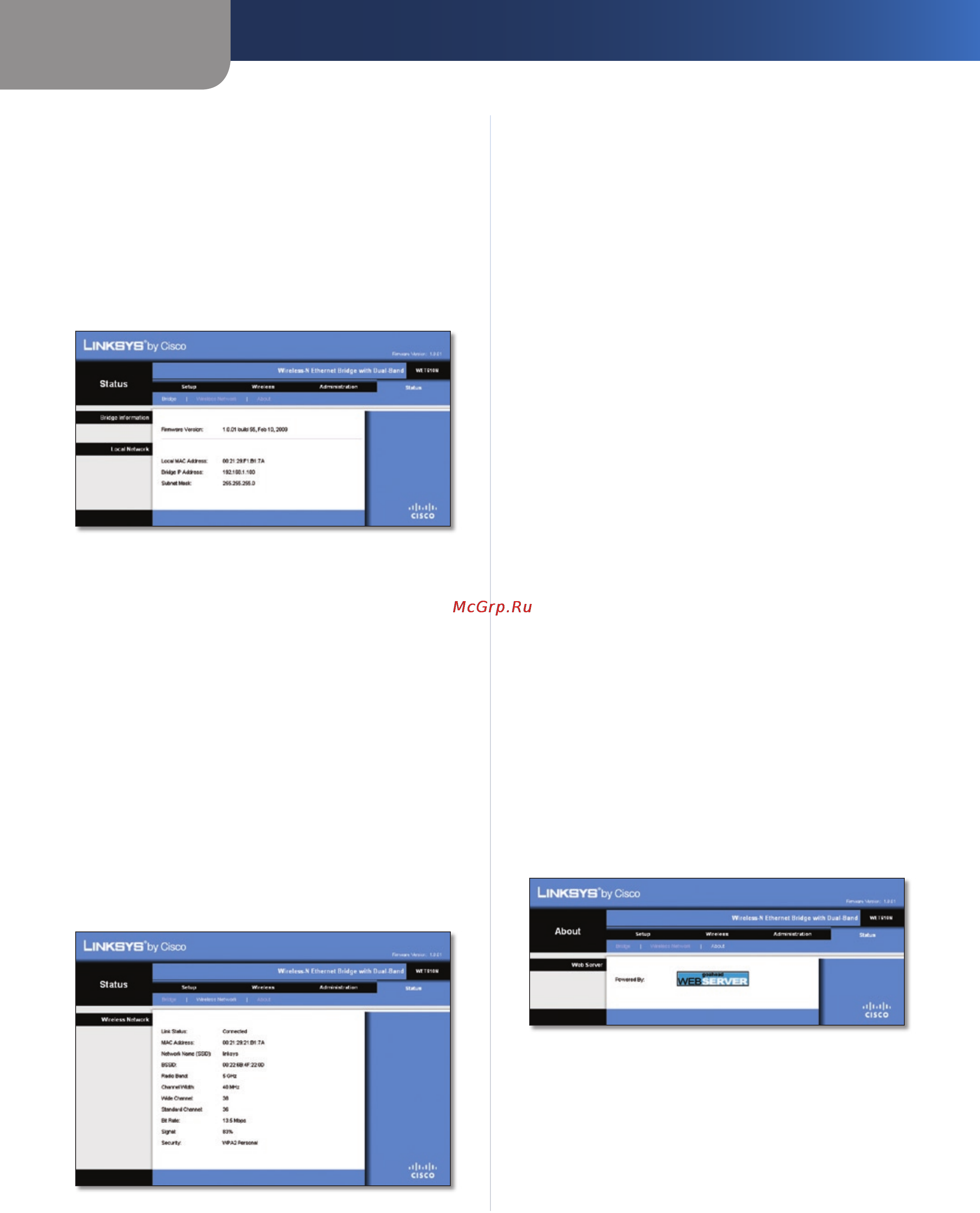 Linksys WET610N [177/286] Status bridge stato bridge