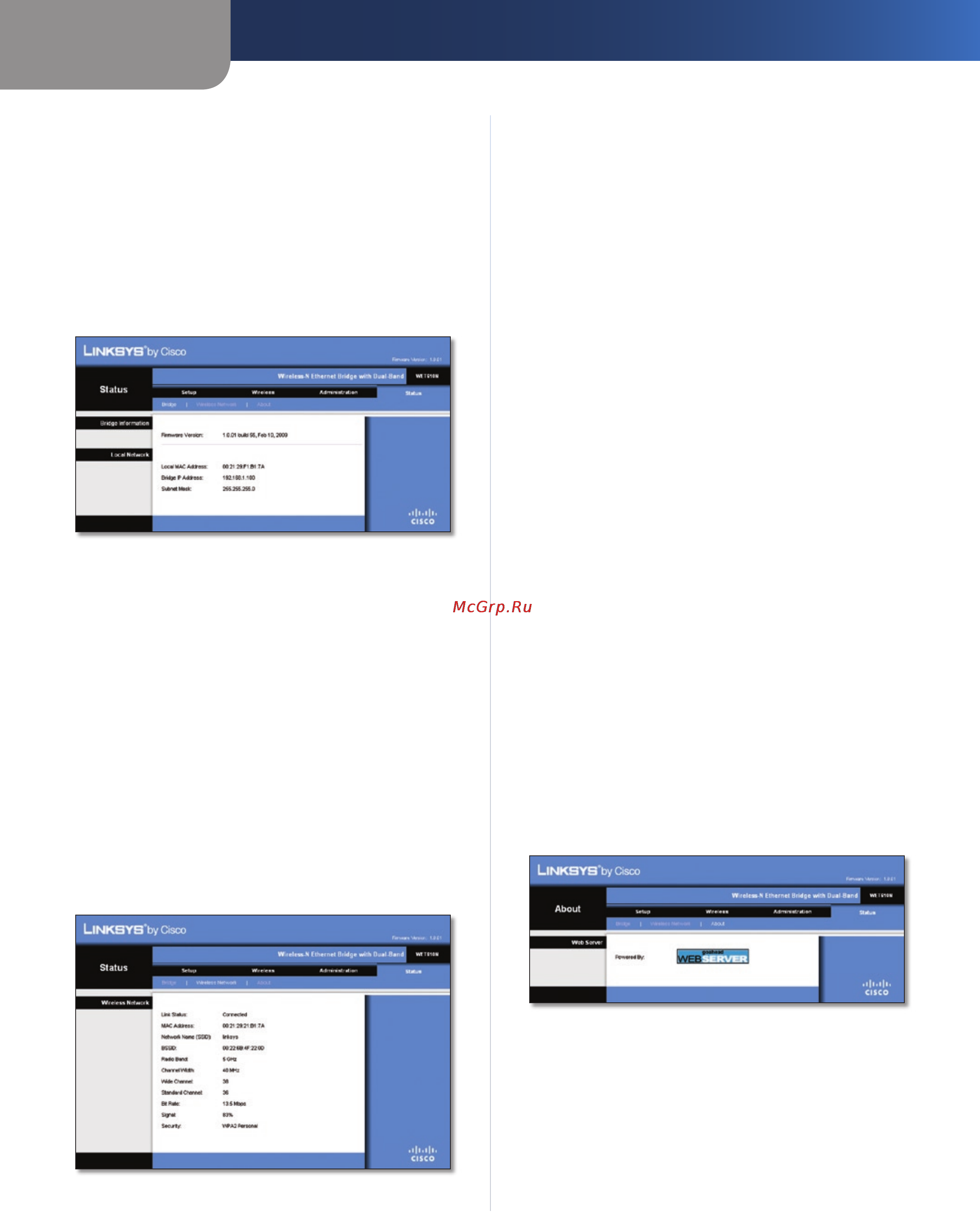 Linksys WET610N [259/286] Status estado bridge ponte