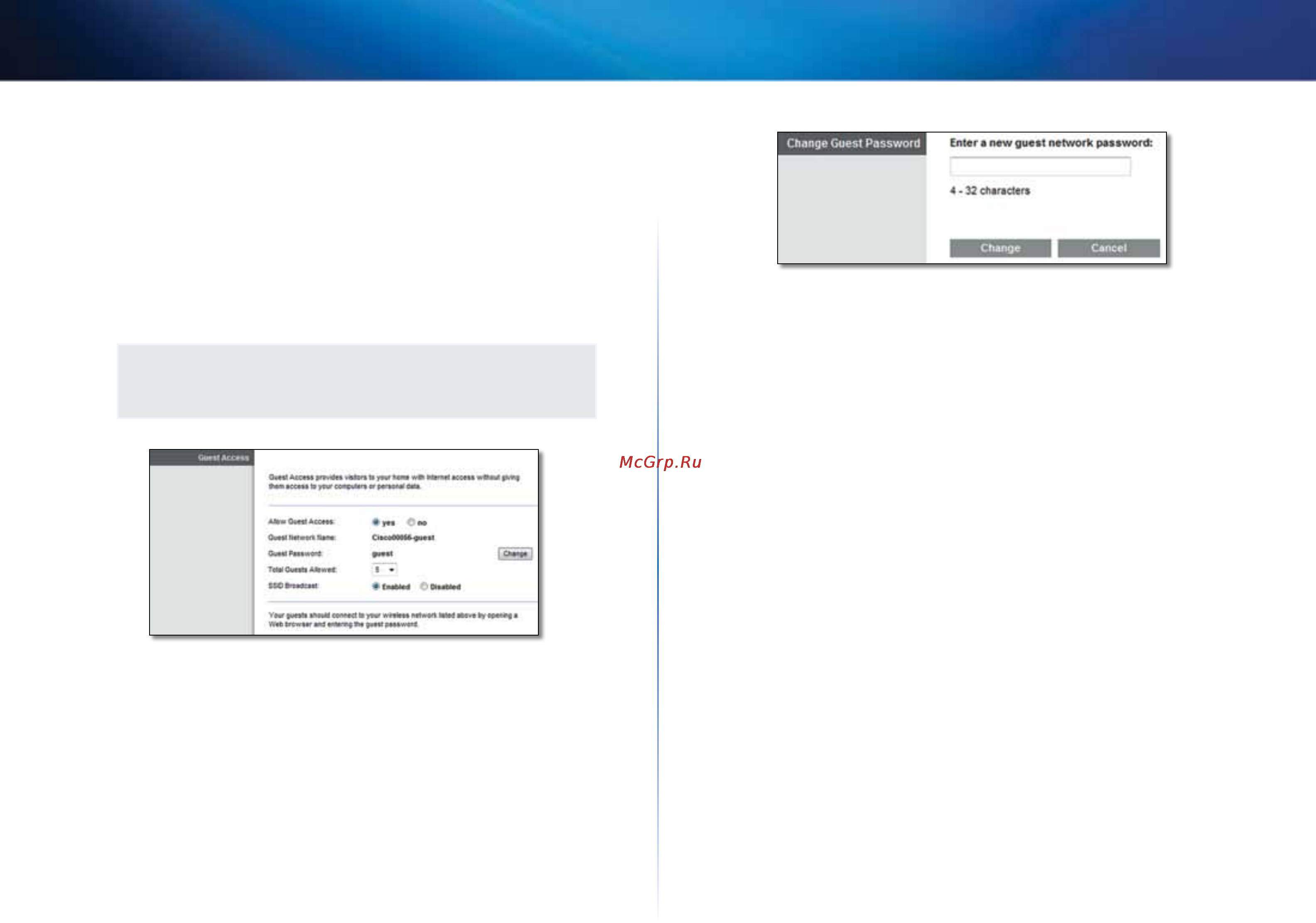Linksys X2000 [112/237] Modifier le mot de passe invité
